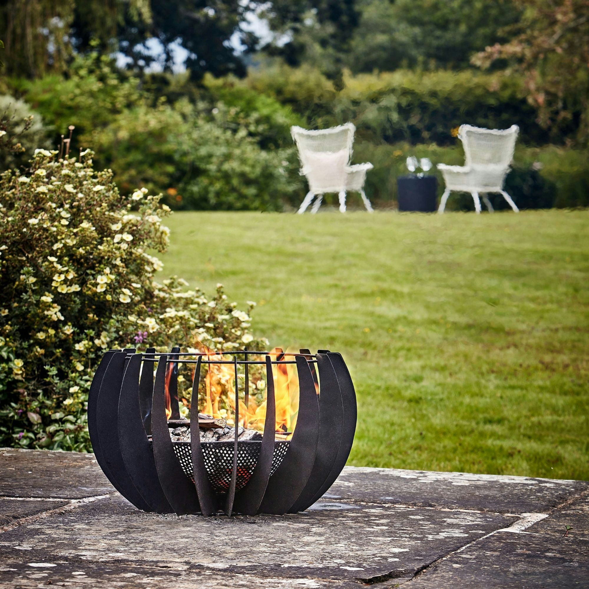 Rackhams Black Outdoor Solis Firebowl In Matt