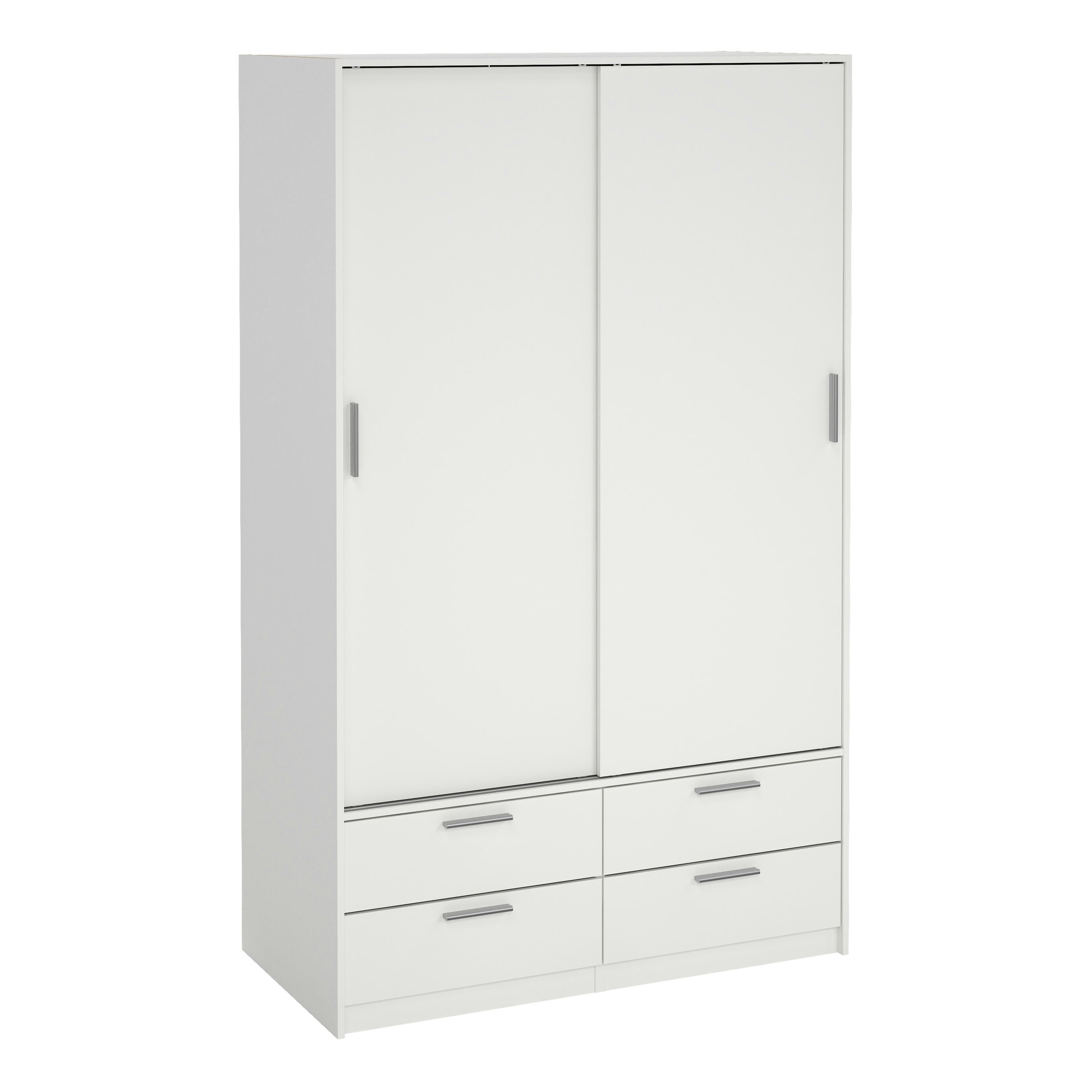 Florence 2 Sliding Door 4 Drawer Wardrobe - White - Image 2