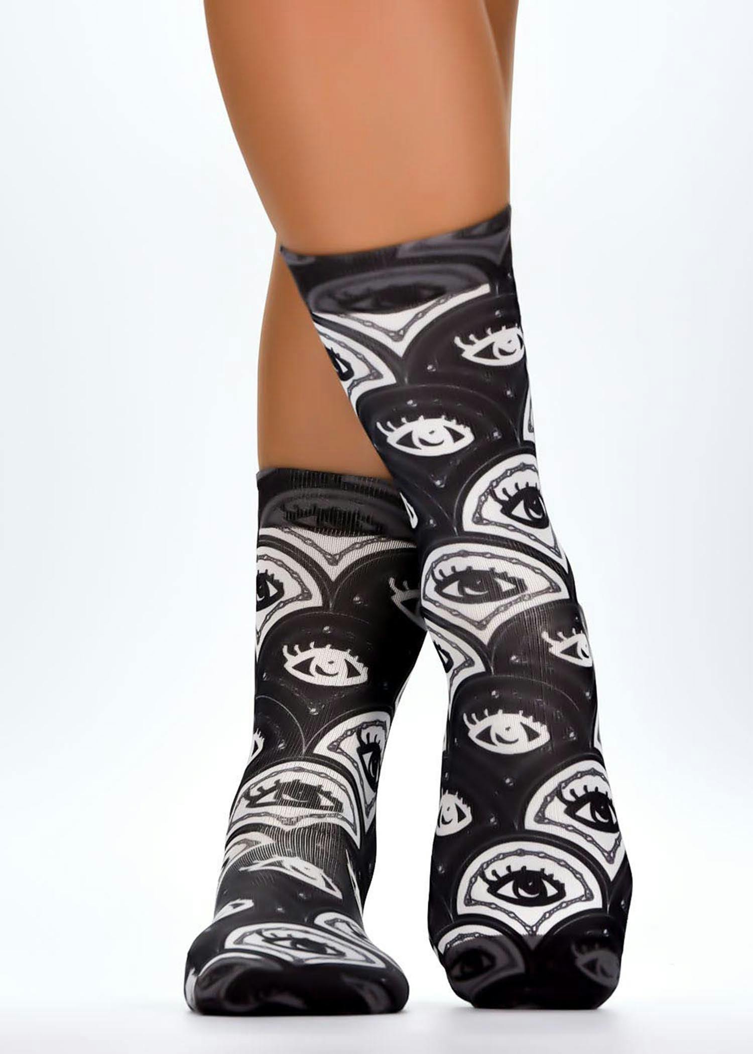 Jemsox Women's Black/White & Eyes Fun Gift Socks