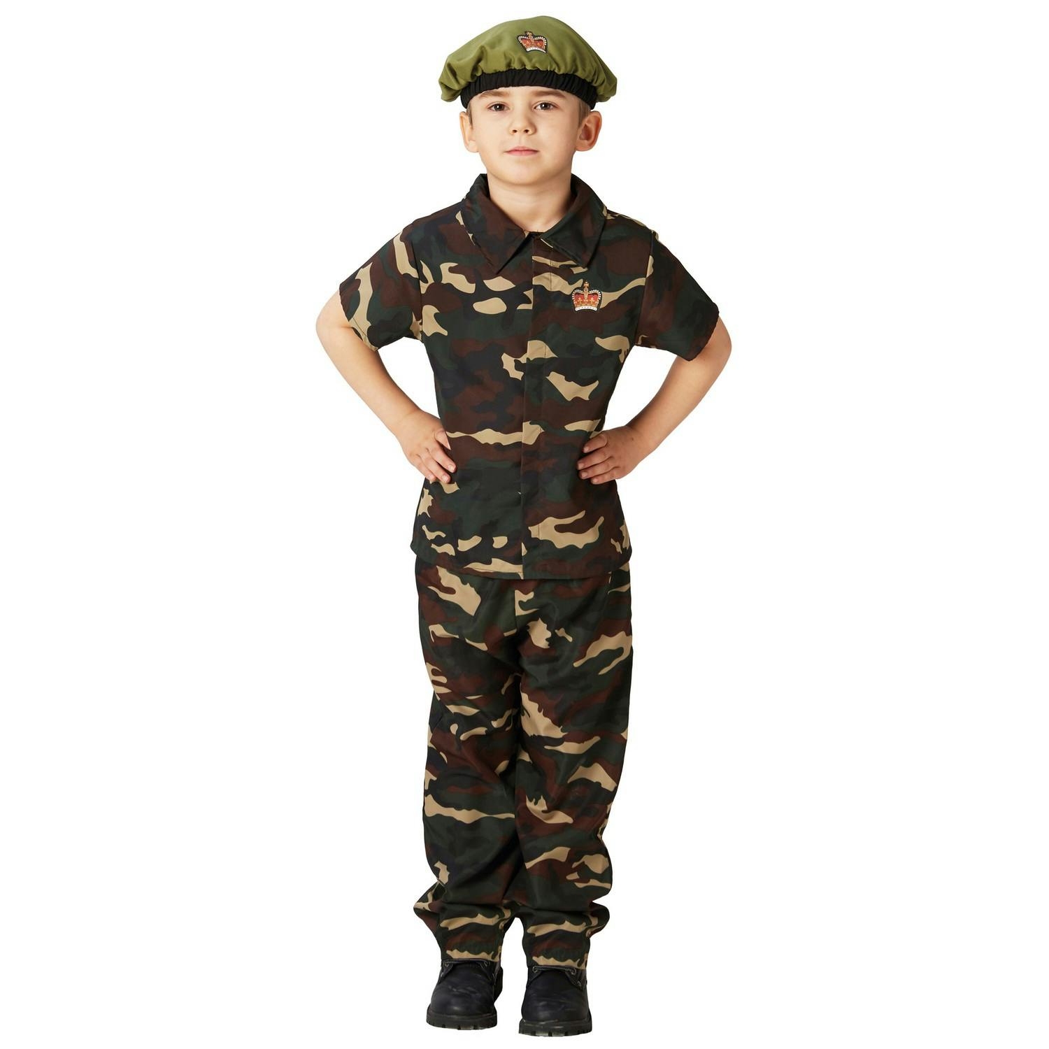 Bristol Novelty Green Kids Soldier Costume - 7-8 Years