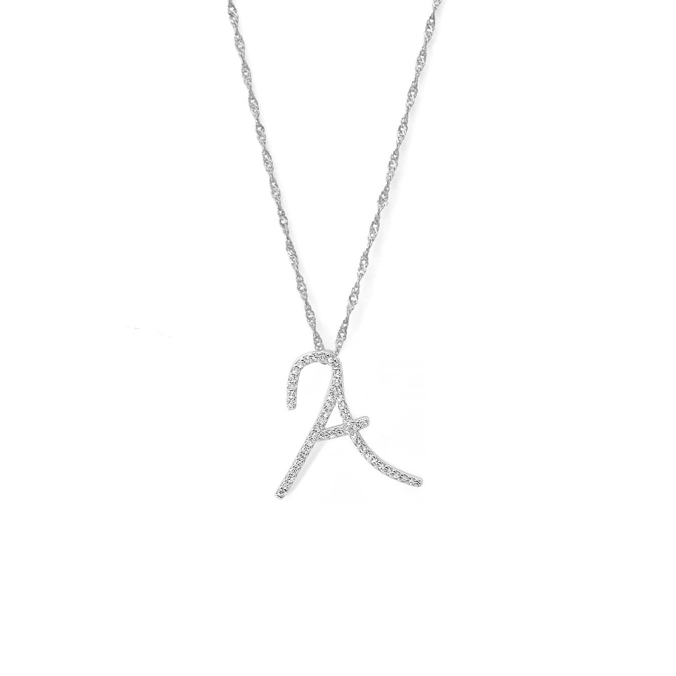 Say It With Silver Luxe Cz Initial Necklace - Sterling - A