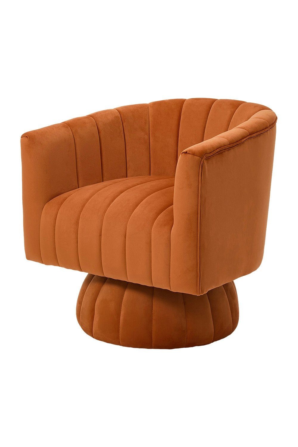 Rackhams Orange Velvet Upholstered Swivel Accent Armchair