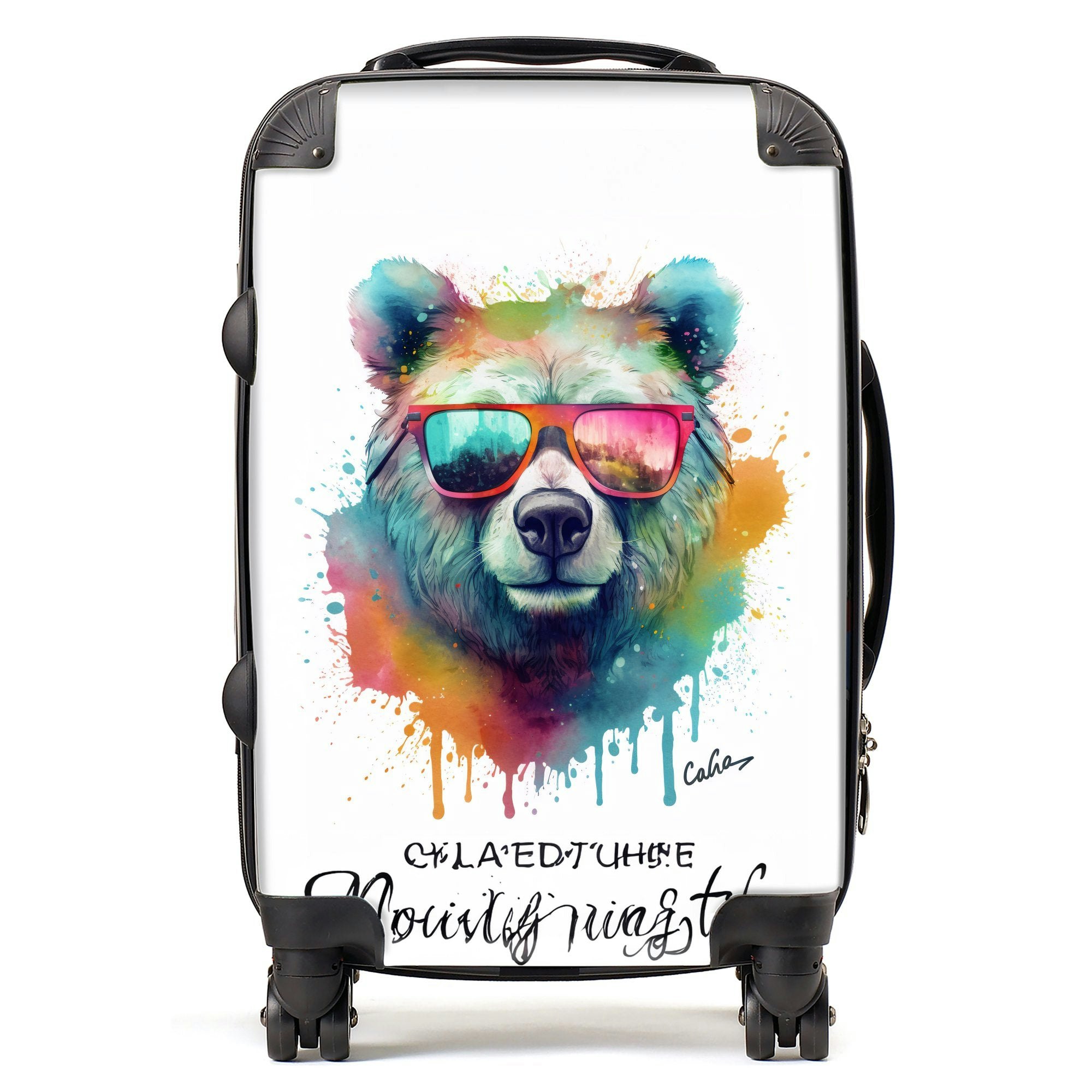 Warren Reed Splashart Colourful Bear In Glasses Suitcase - Cabin