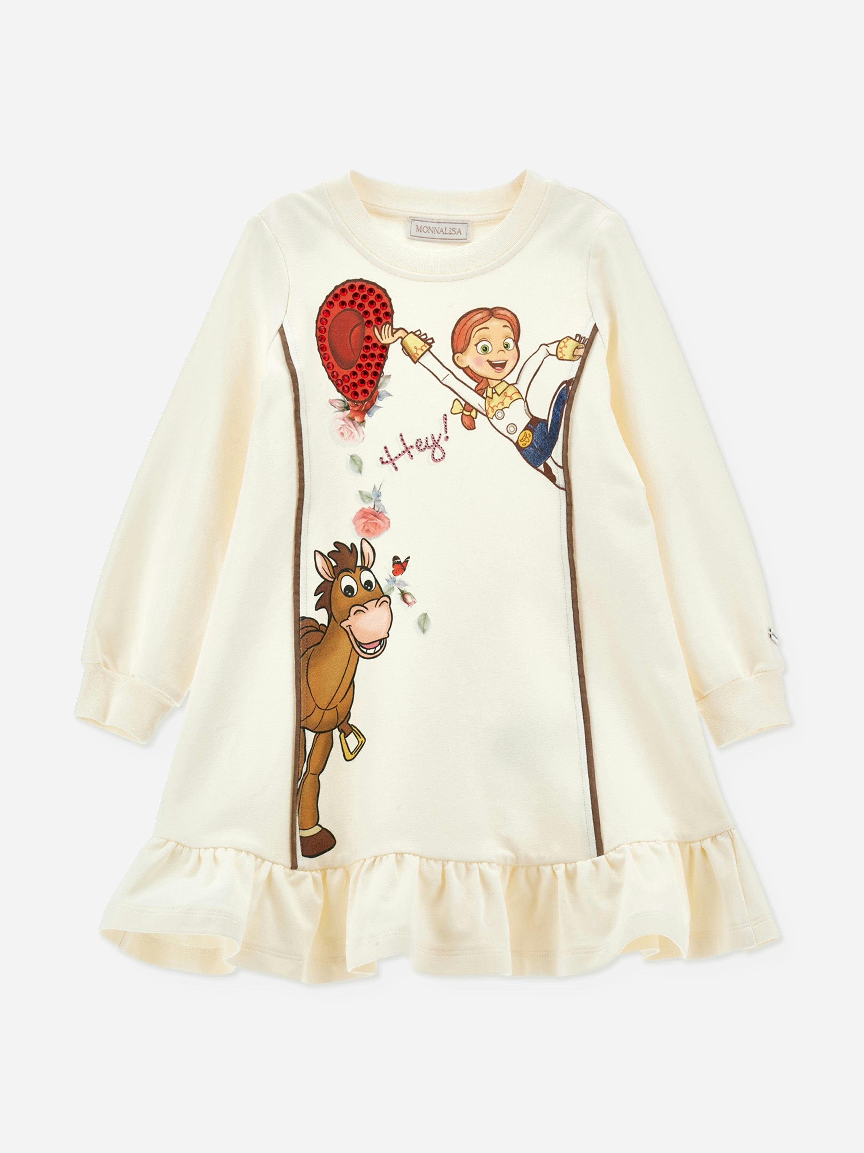 Monnalisa Girls Ivory Disney Jessie And Bullseye Sweater Dress In - 3 Yrs
