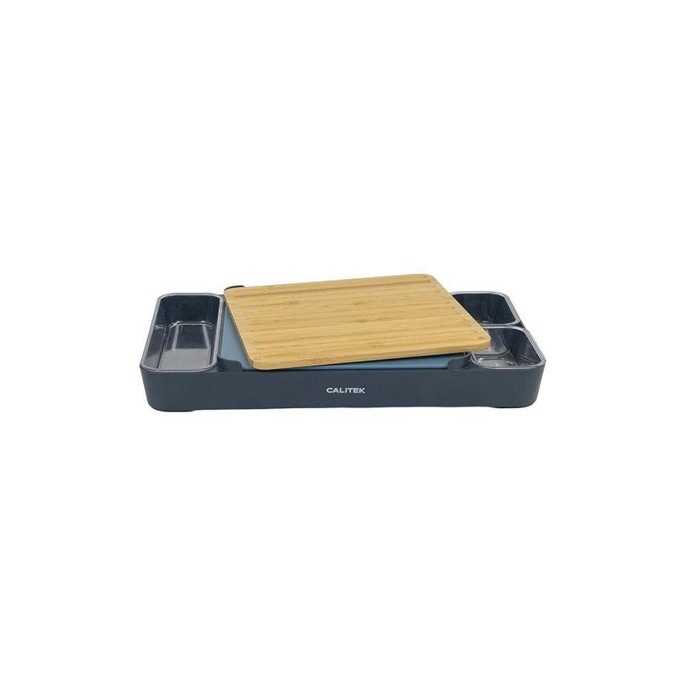 Rackhams Blue Chopping Board Set 1 Bamboo And 1 Bpa Free Plastic Cutting Board With Containers And Holder - Plastic, Bamboo - 1