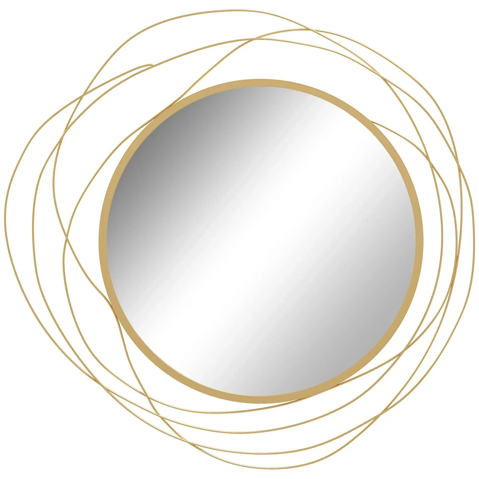 Homcom Metal Wall Art 65Cm Round Mirror For Living Room Dining Room Gold Tone - Image 5