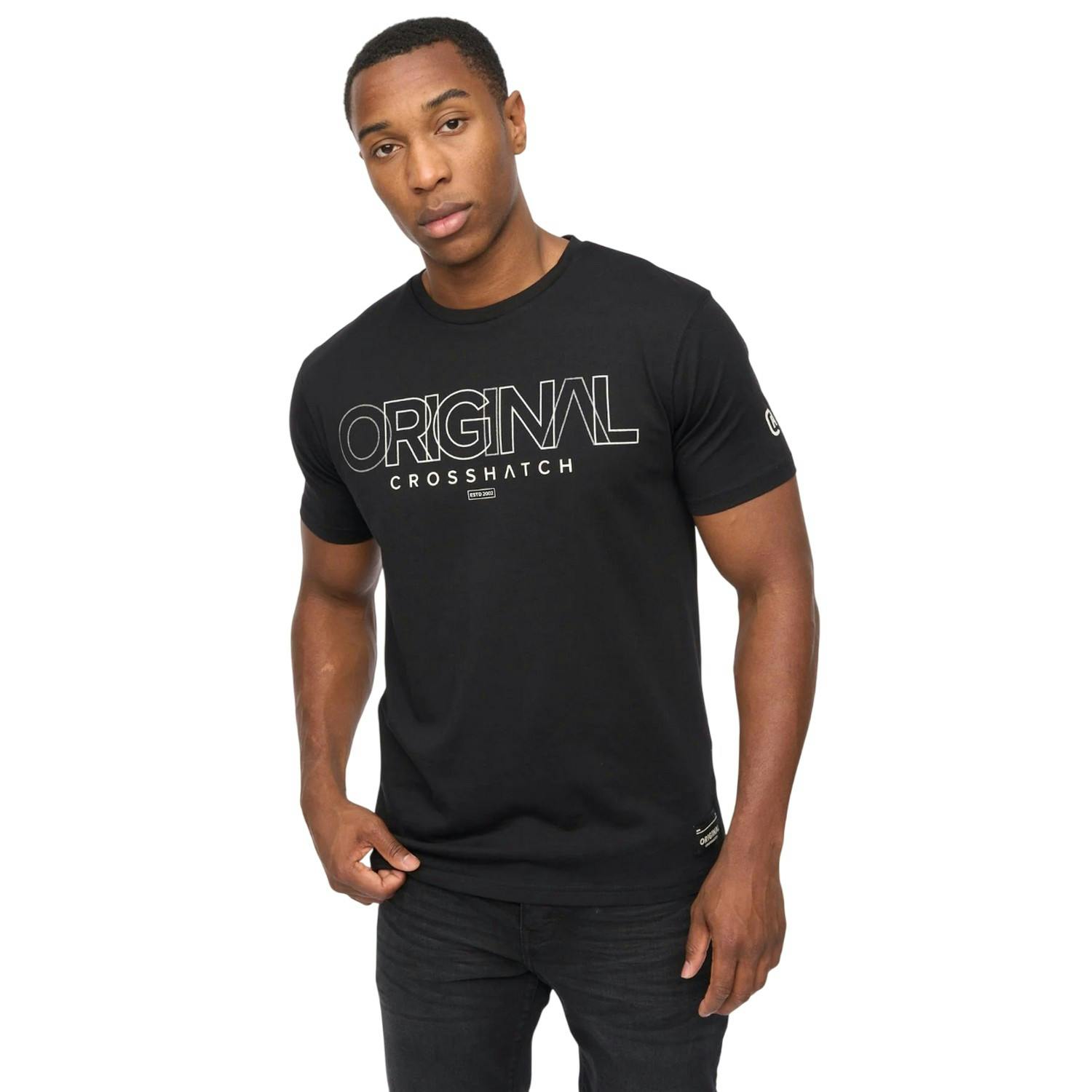 Crosshatch Men's Black Carrimoore T-Shirt - S - 100% Cotton