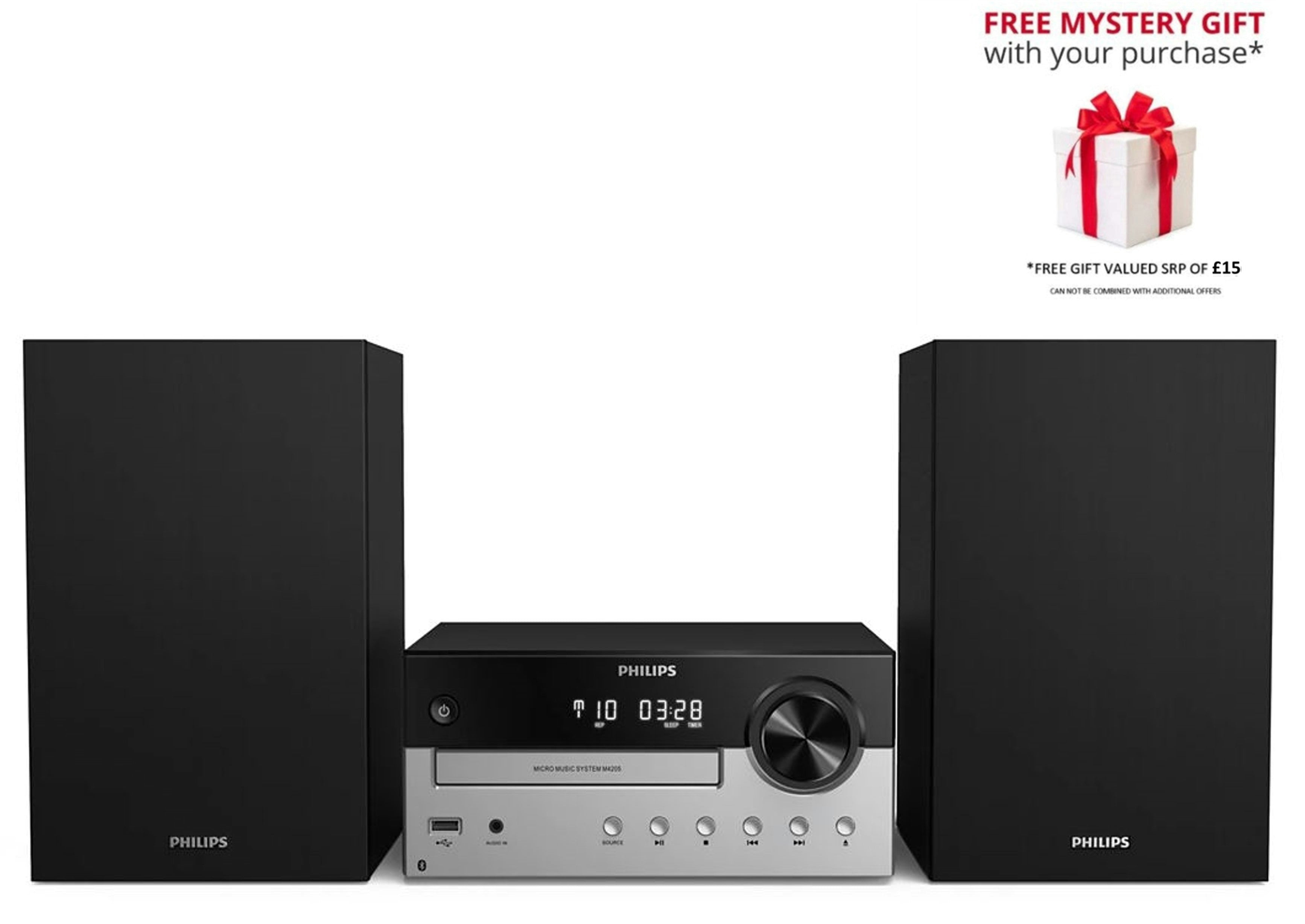 Philips Tam4205-12 Btmicro 60W Hi-Fi Music System, Cd/Mp3, Usb Port - Free Gift Rrp £15!