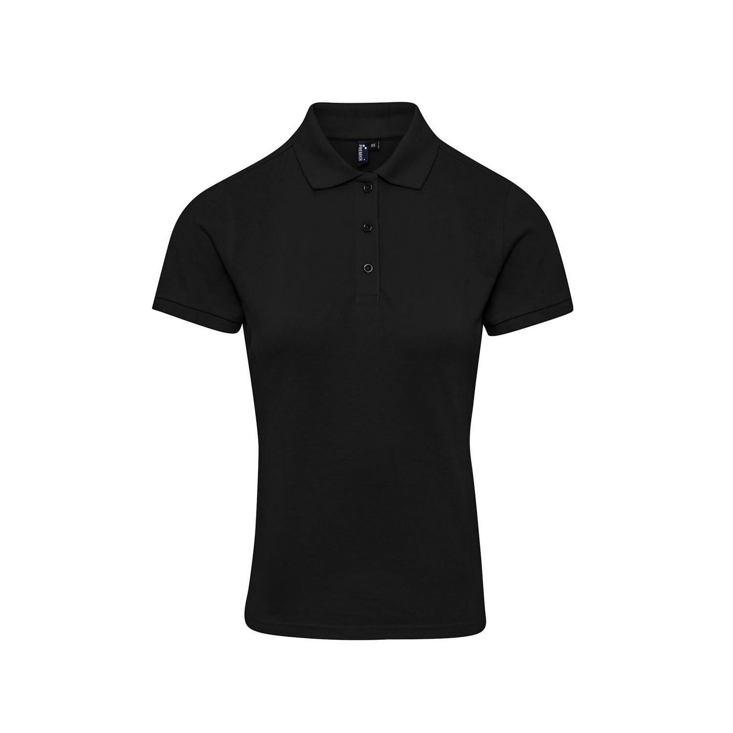 Premier Women's Black Coolchecker Plus Polo Shirt In | Size: Small - Image 3