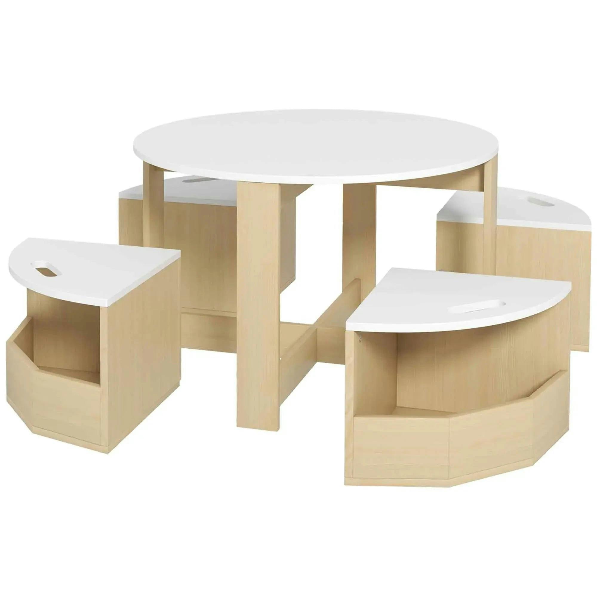 B&Q - Five-Piece Kids Table And Chairs Set With StorageWhite - Image 7
