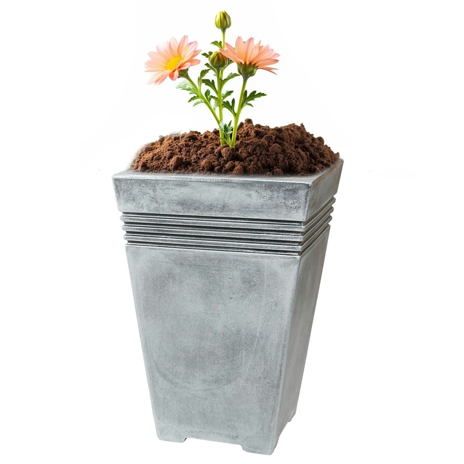 Storm Trading Group Grey Venice Garden Planters Lightweight Flower Pots For Home, Garden & Patios - 1 X Tall