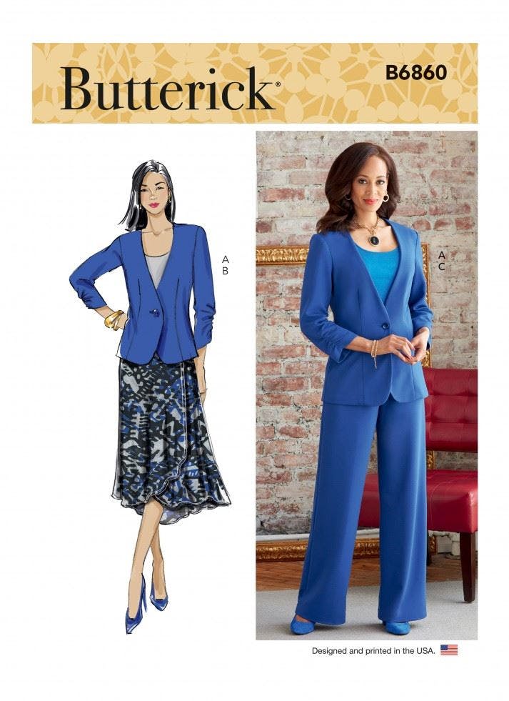 Butterick Women's Sewing Pattern 6860, Jackets, Skirts, Trousers For B5 (8-10-12-14-16) - Easy - Rr (18W-20W-22W-24W)