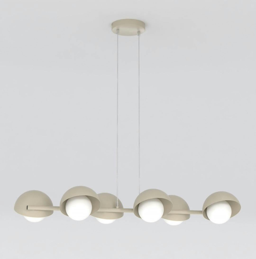 Emibig White Boom Pendant Lamp 6 X G9 Mocha With Shade