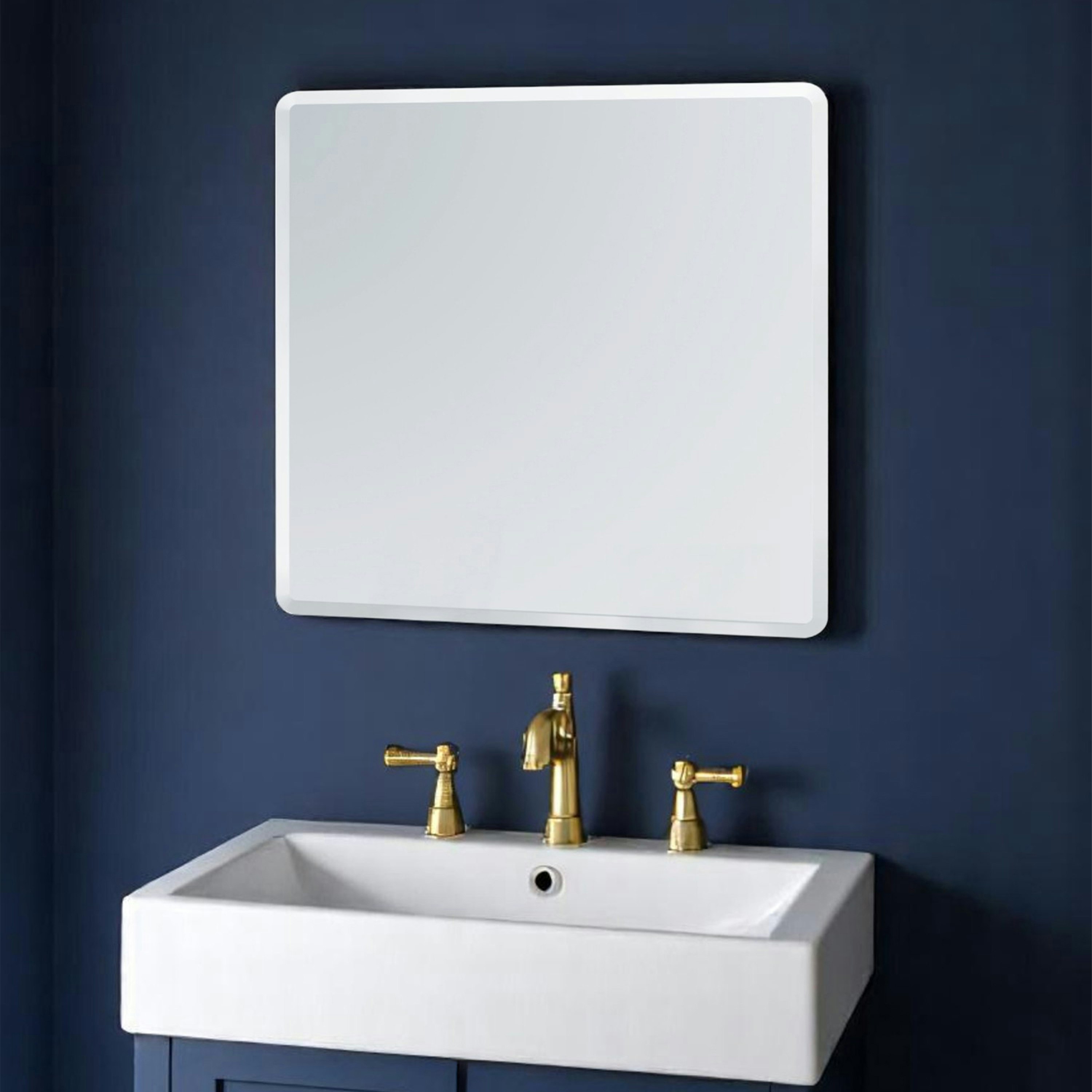 Showerdrape Light Trafalgar Square Wall Mounted Frameless Bevelled Edge Bathroom Mirror 60 X 60Cm
