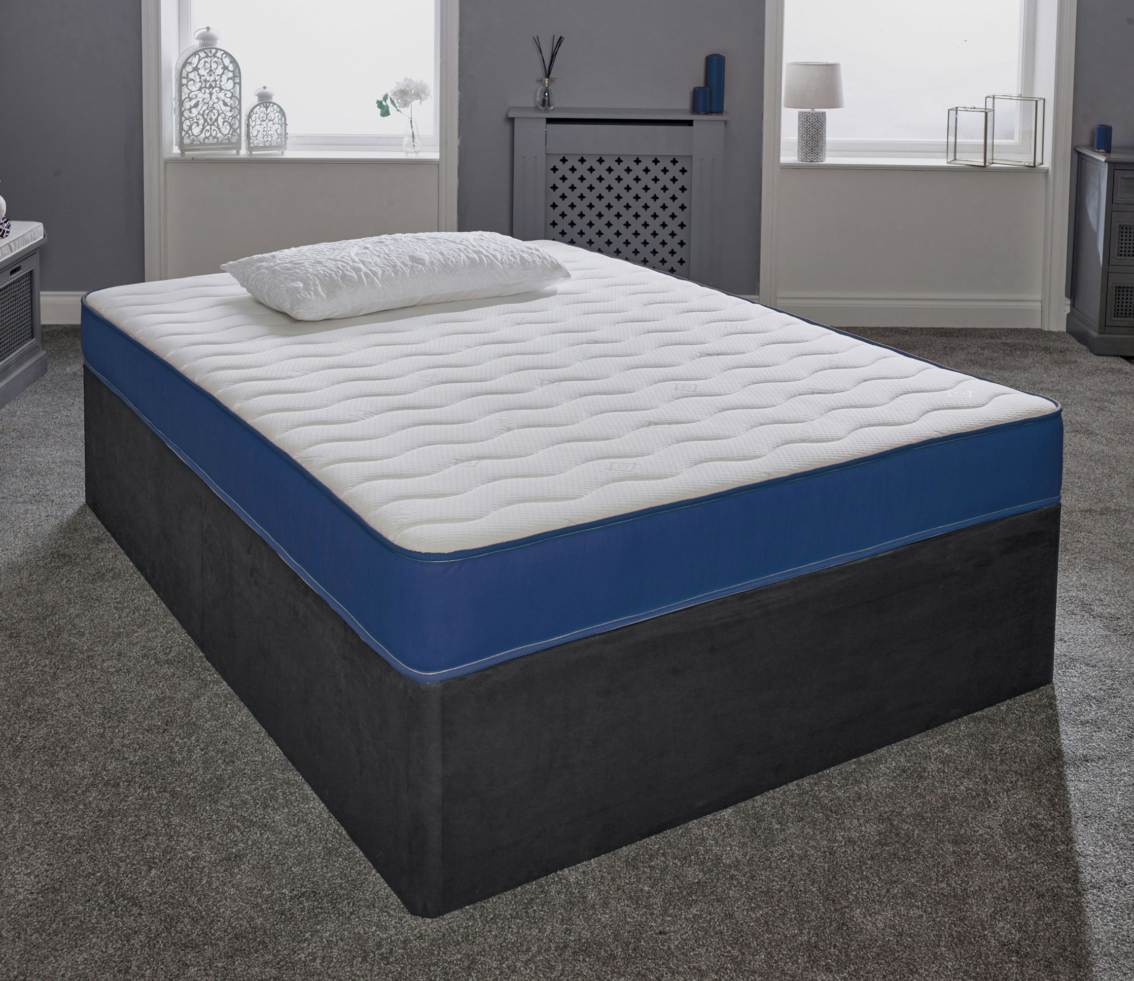 Rackhams Blue Hybrid Memory Foam & Pinna-Coil Mattress - Soft/Medium Cooltouch+ Breathable - 1 - 2Ft6 Shorty Small Single Mattress (75Cm X 175Cm)