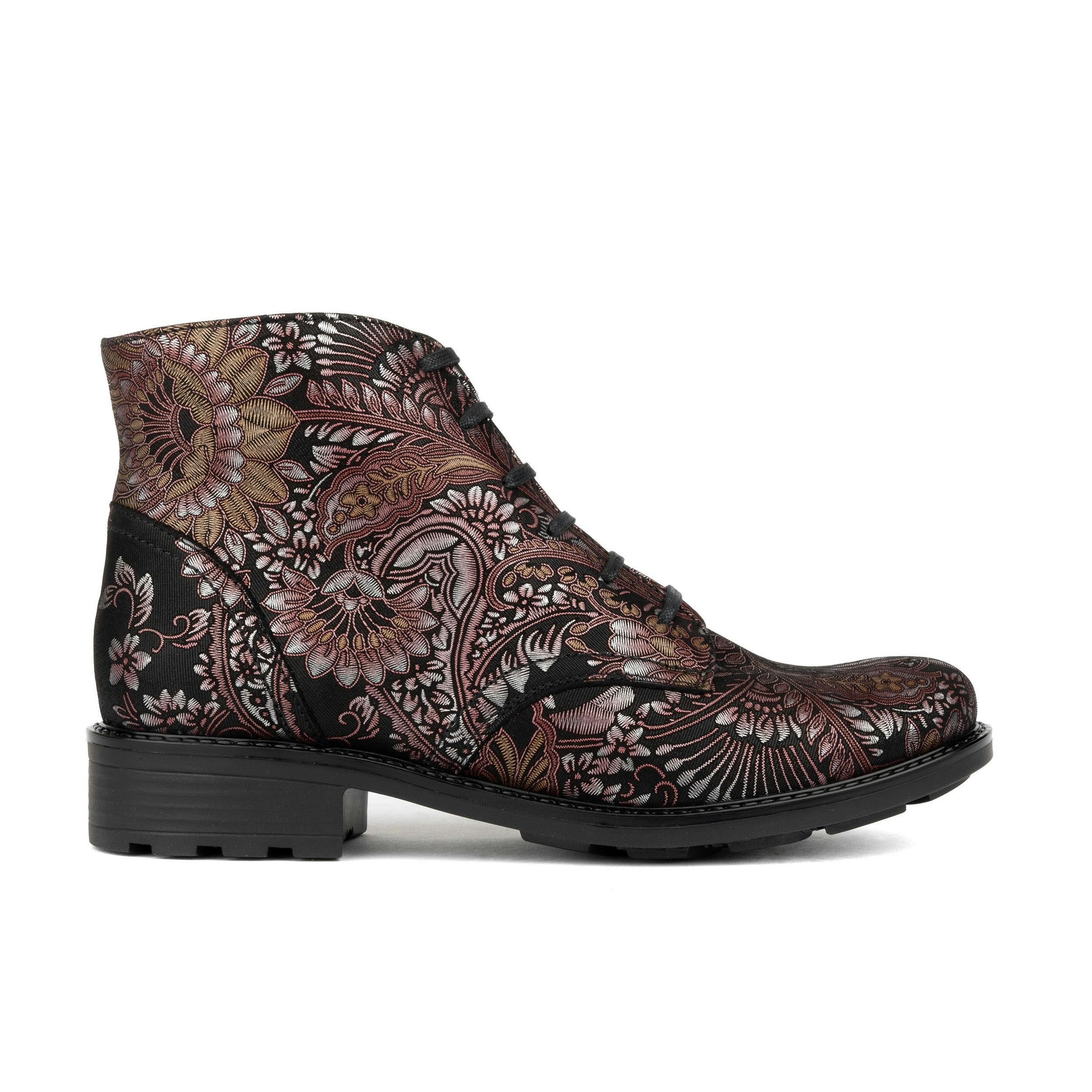 Embassy London Women's Black/Gold/Burgundy Laviva Mid - & & - Rmid-Height Leather Wide Fitted Ankle Boot - Uk 6 / Eu 39 / Us 8