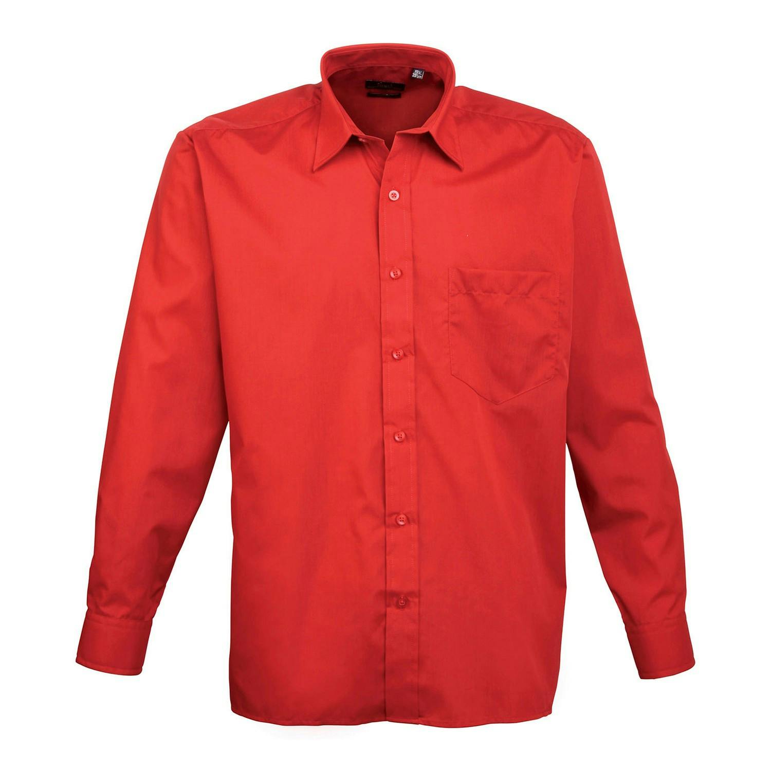 Premier (18In, Red) Mens Poplin Long-Sleeved Shirt - Image 4