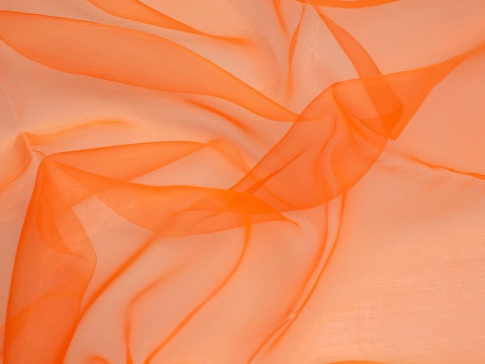Minerva Orange Core Range Sheer Organza Fabric - Plain Design Dressmaking Fabric, 150 Cm / 60" Wide - Per Metre - Flo