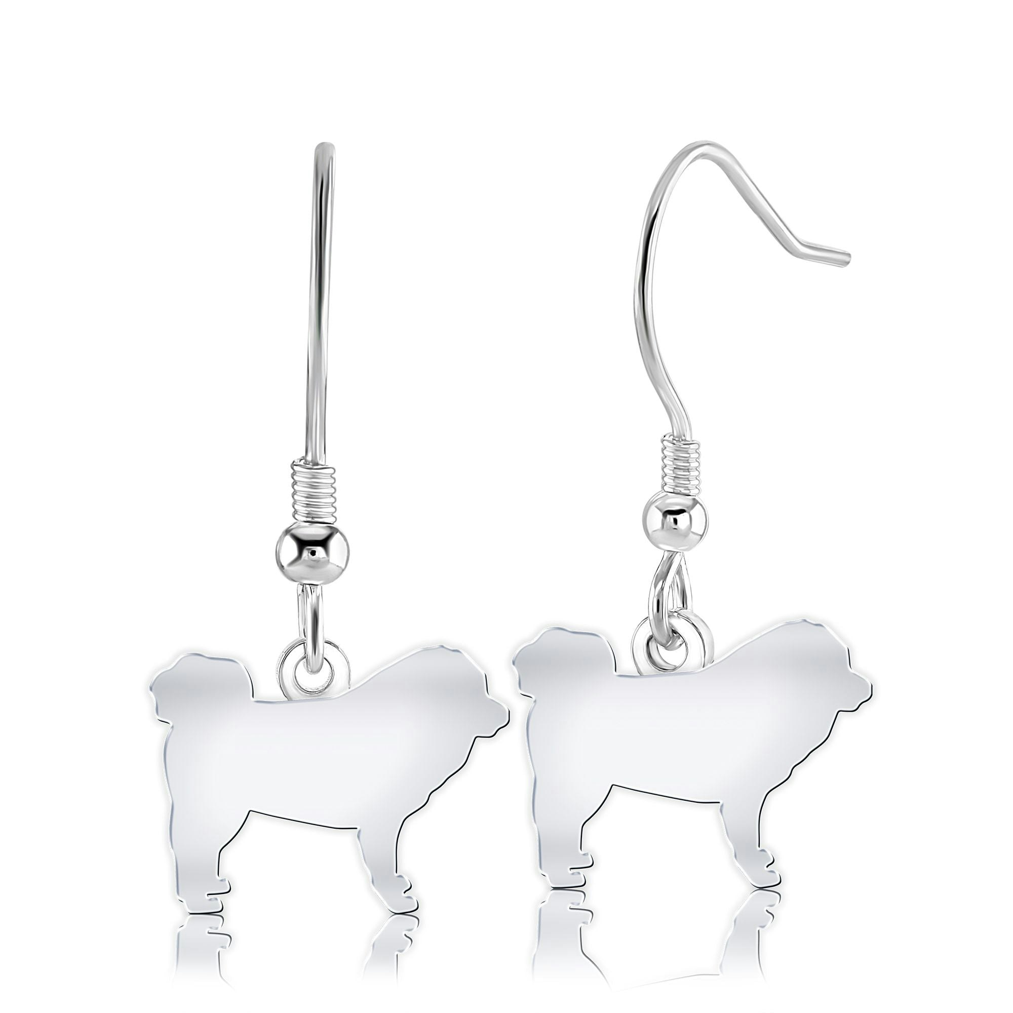 Mylee London Silver Tibetan Mastiff Silhouette Earrings - No - Hook