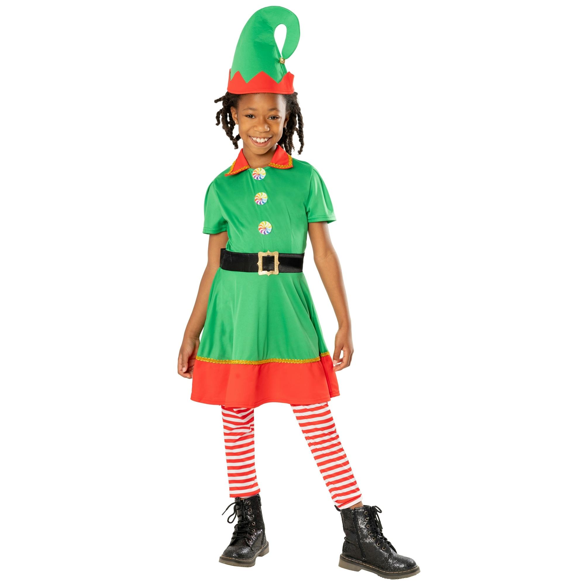 Bristol Novelty Green/Red Kids Elf Costume - 7-8 Years