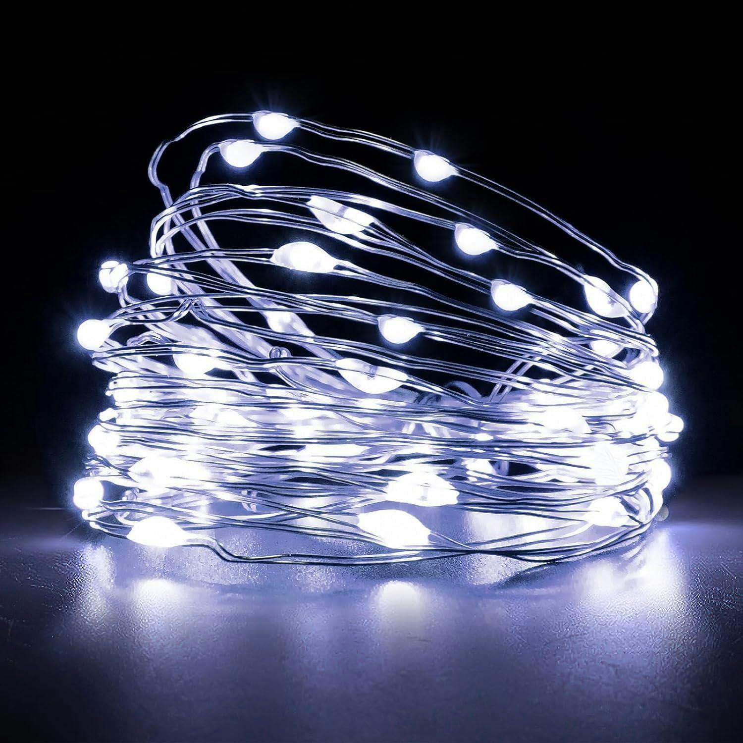 B&Q - 20Led/2M Fairy String Lights Silver Wire Battery Operated Cool White Leds Twinkle Waterproof Lights For Decoration,2Pk - Image 2