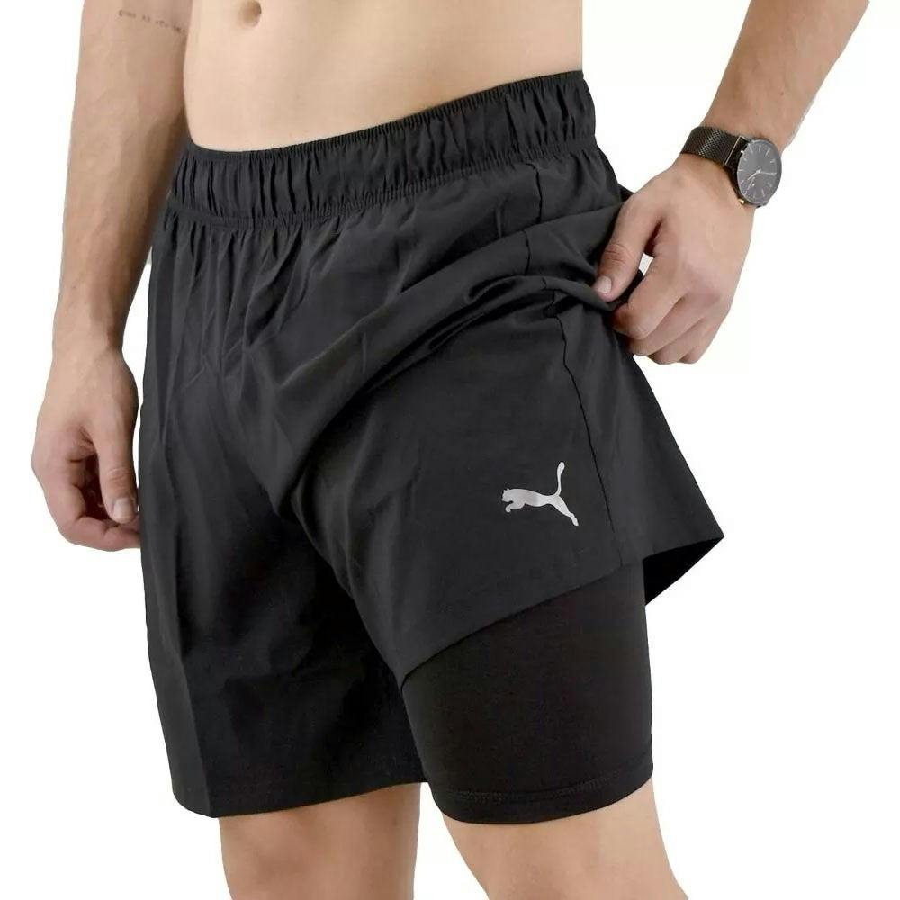 Puma Men's Black Run Favourite 2 In 1 Running Training Shorts 521351 - Xxl