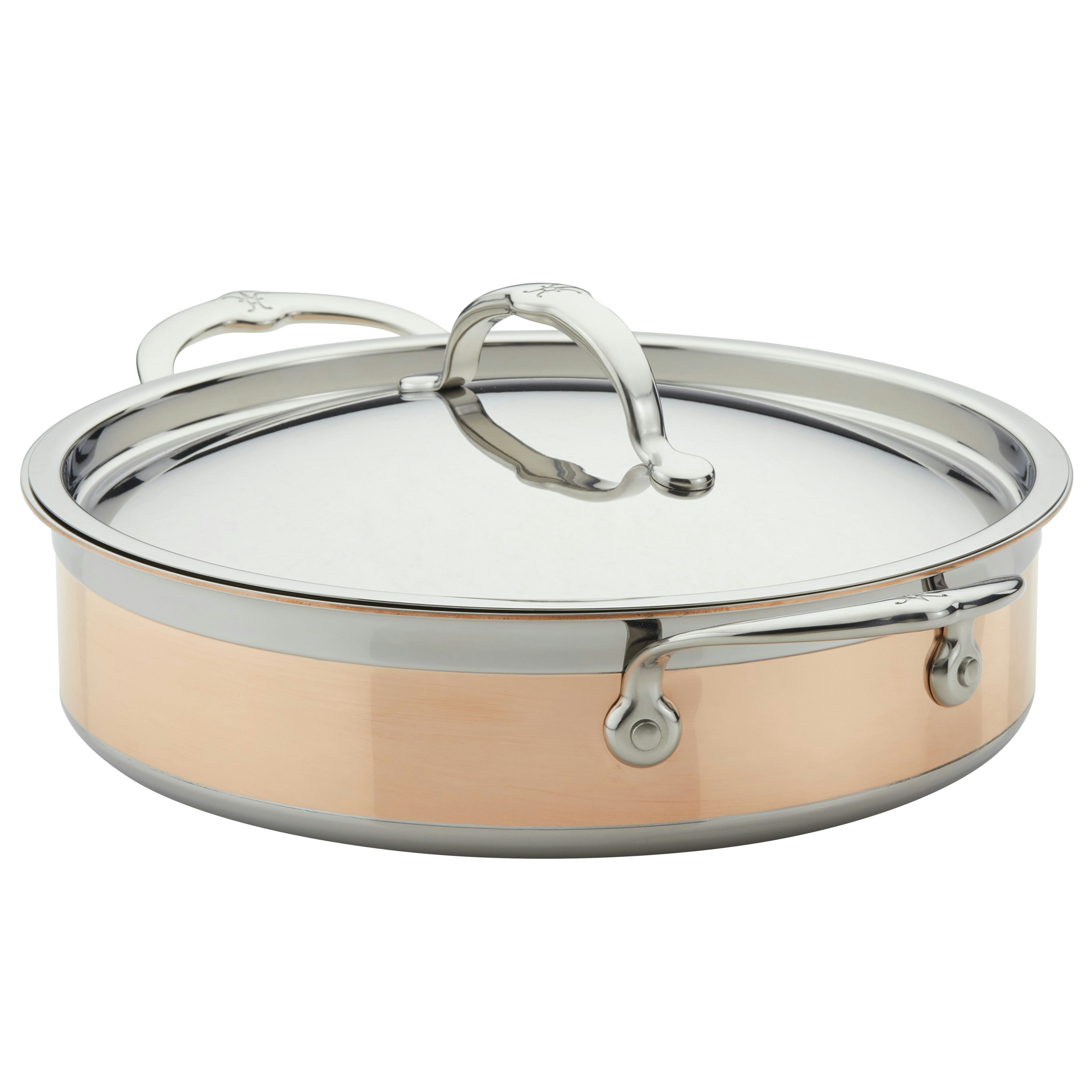 Rackhams Copperbond Induction Copper Sauté Pan & Lid With Helper Handle 26Cm (3.3L)