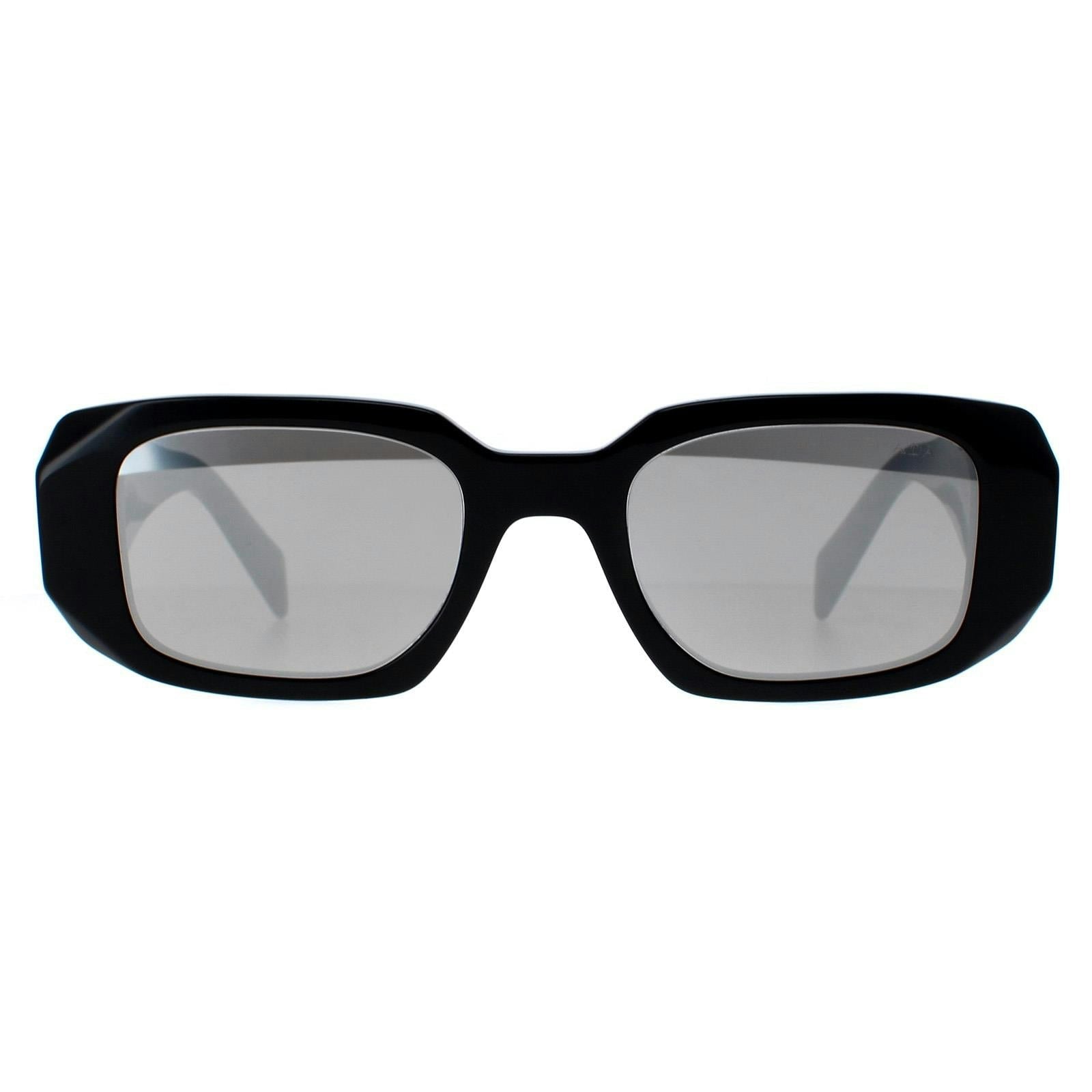 Prada Women's Grey Woman Pr 17Ws 1Ab2b0 Sunglasses Acetate Black Squared Mirrored - Image 6