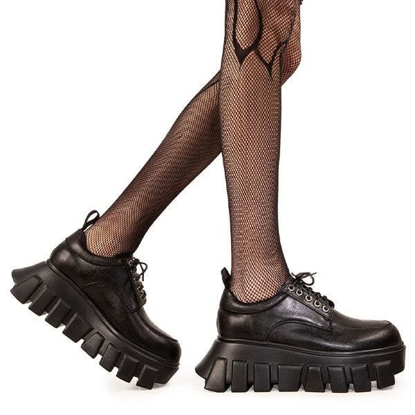 Lamoda Black Hole Chunky Platform Sneakers Pu Gothic Alternative - Uk3