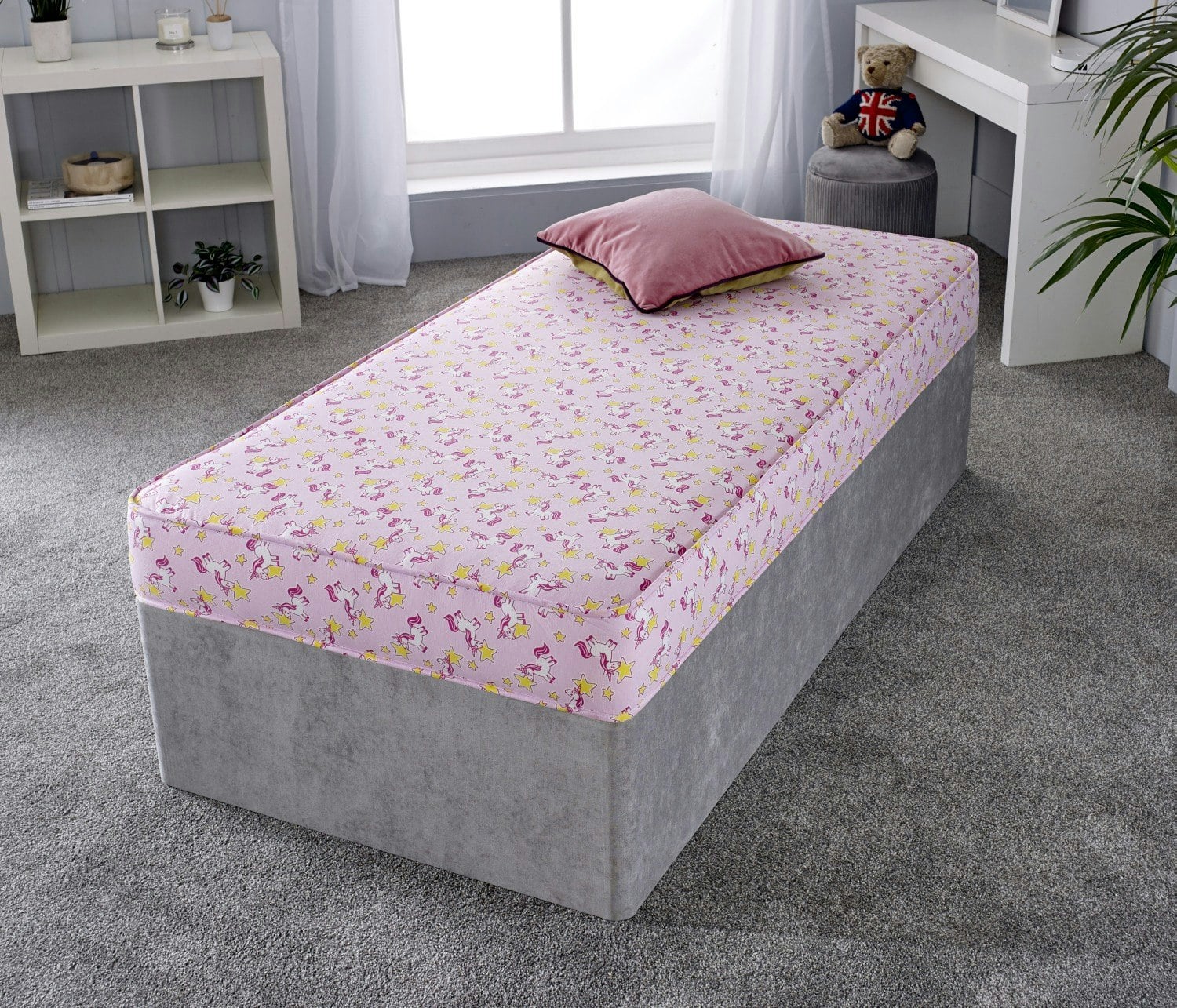 Rackhams Pink Kids Range Unicorn Mattress - 6.5" Deep, Soft Quilted Sleep Surface - 1 - 2Ft6 Small Single Mattress (75Cm X 190Cm)