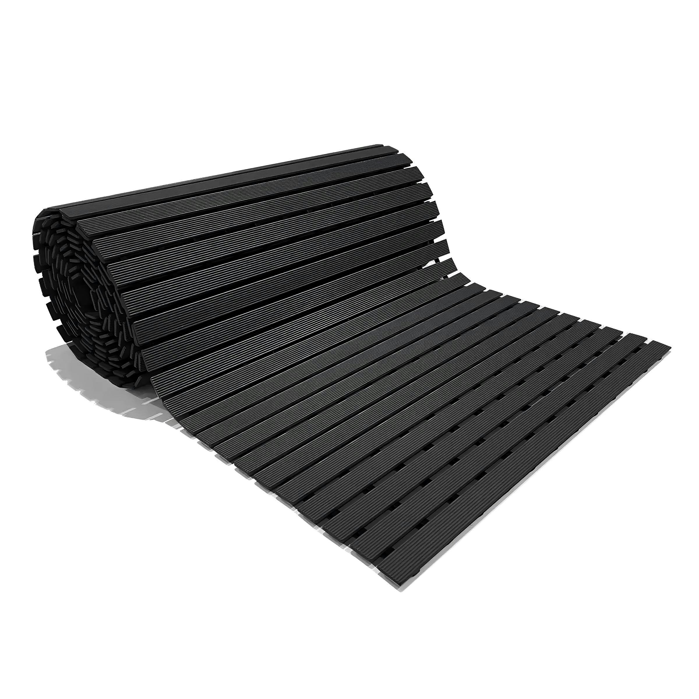 Nicoman Black Pvc Duckboard Wet Area Non-Slip Mat Drainage Matt - 5M Roll