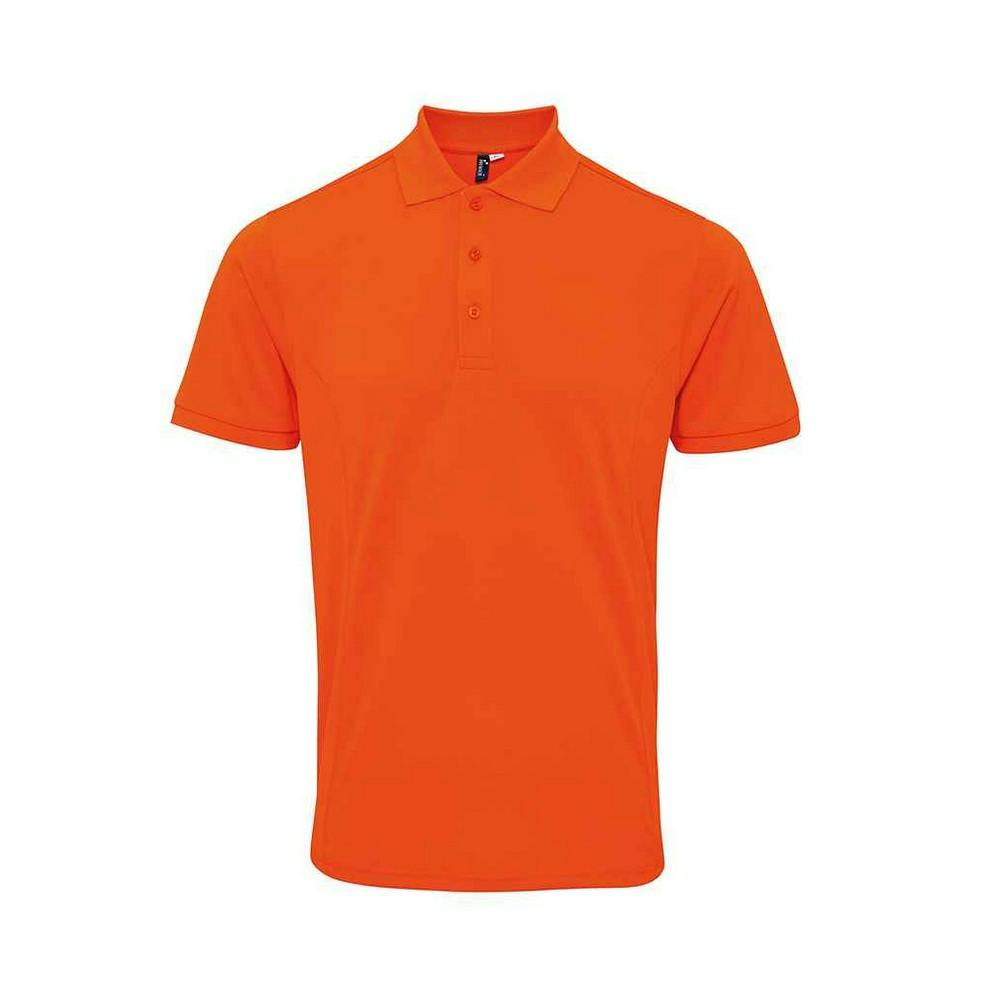 Premier Men's Orange Coolchecker Plus Piqu Polo Shirt In | Size: Medium - Image 2