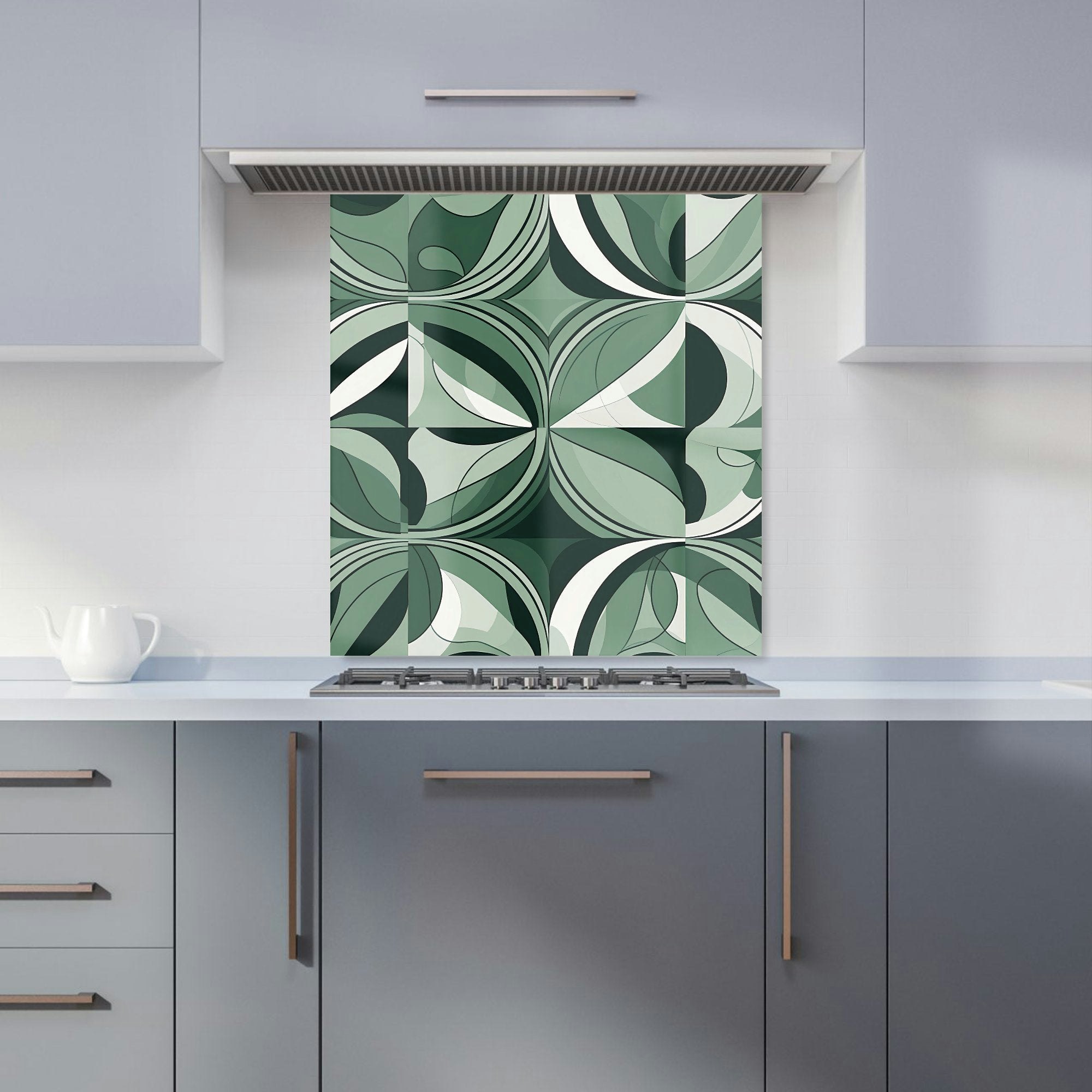Warren Reed Green/Black - Designer Geometric Kitchen Splashback - W700mm X H650mm