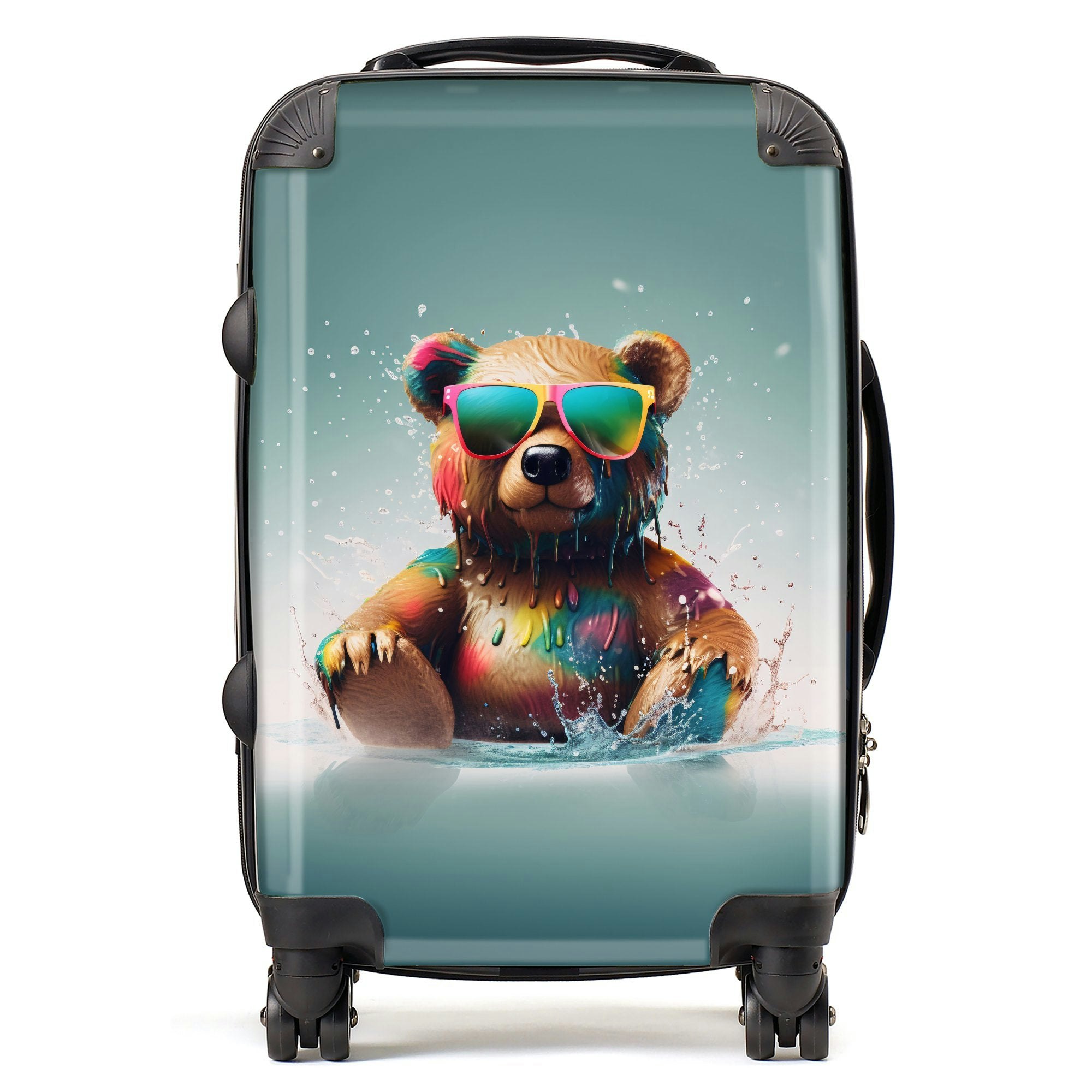 Warren Reed Splashart Bear In Glasses Suitcase - Cabin