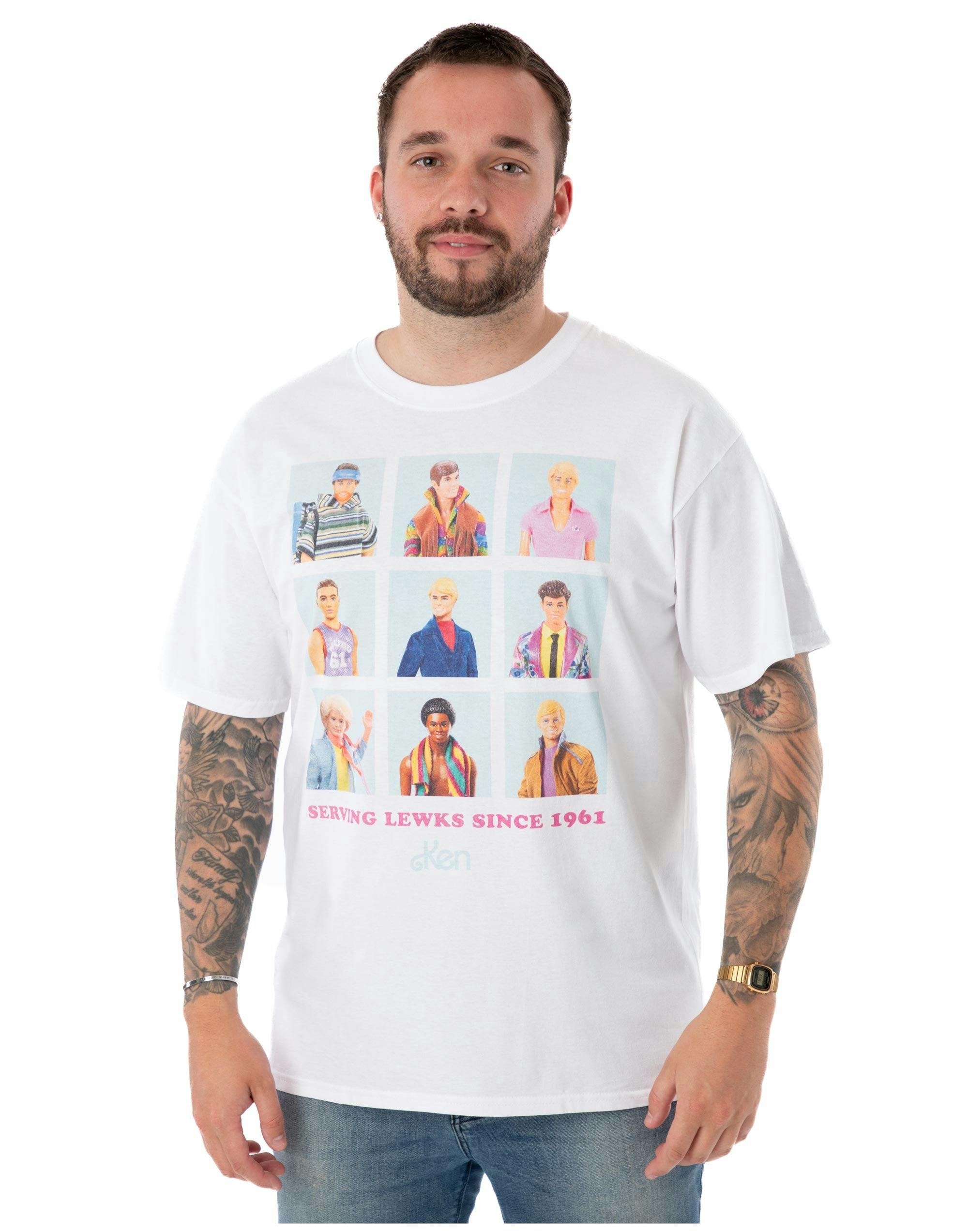 Vanilla Underground Men's White Barbie Ken Serving Lewks Short Sleeved T-Shirt - Large