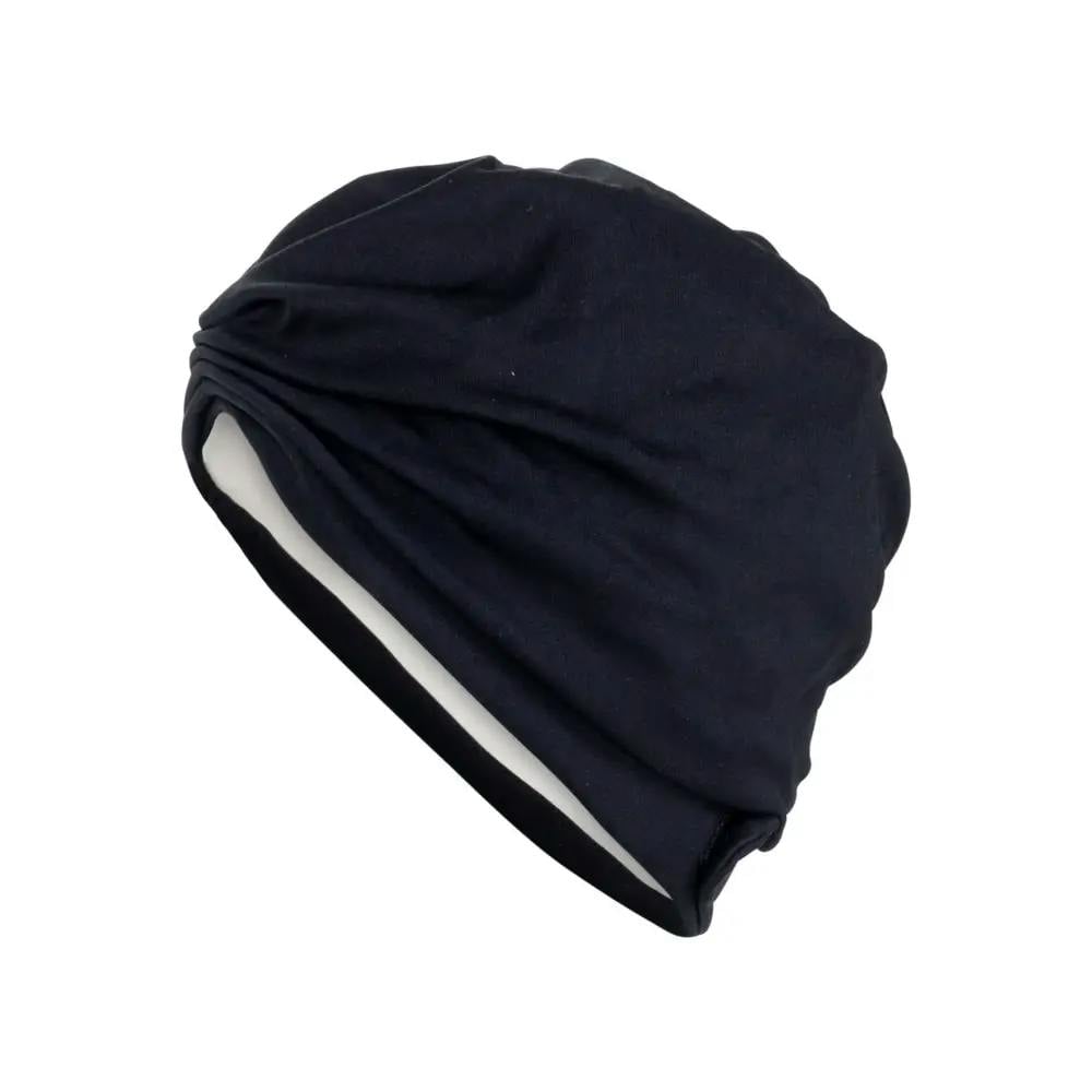 Fashy Black Turban Fabric Swim Cap