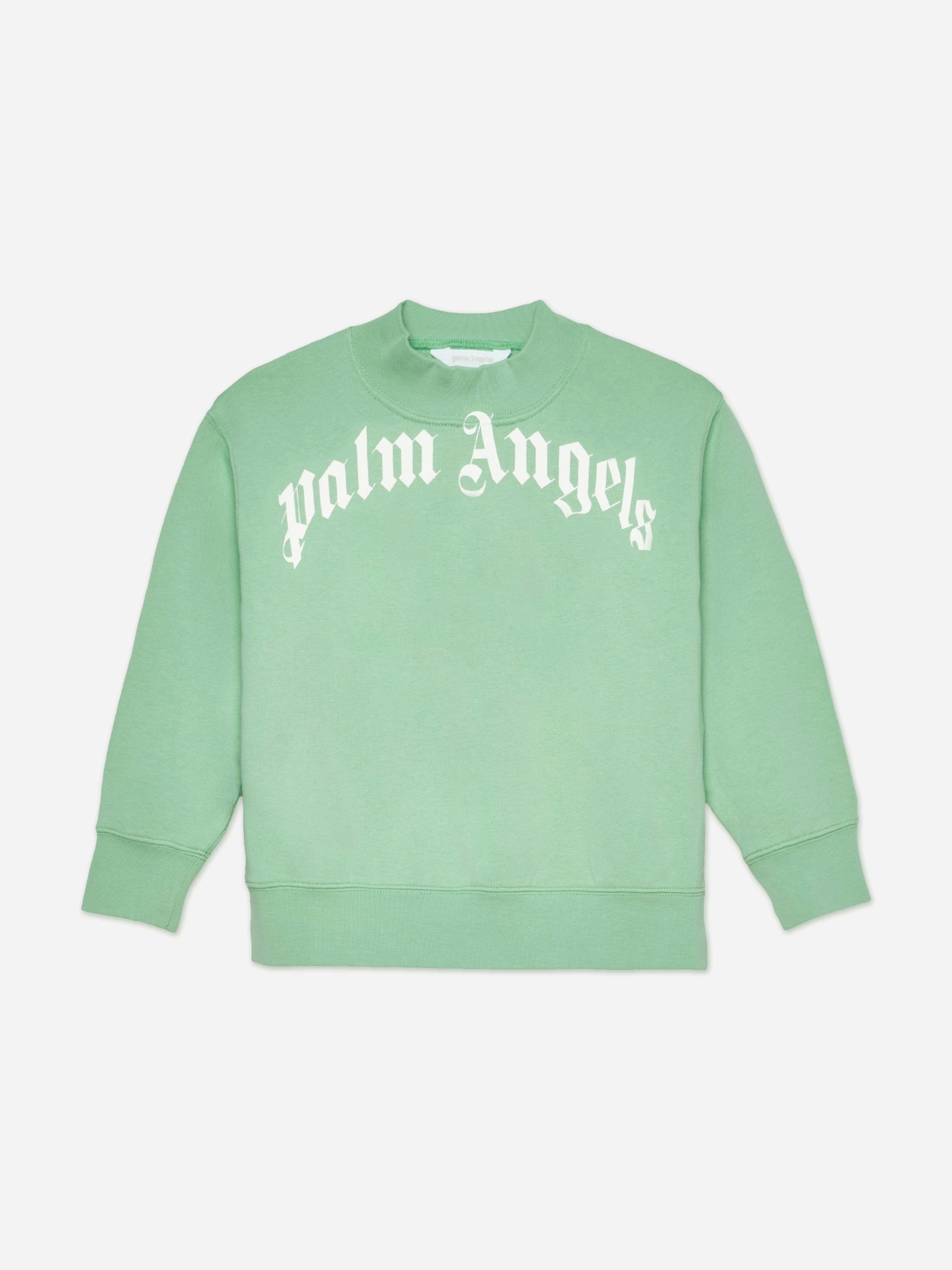 Palm Angels Boys Green Curved Logo Regular Sweatshirt In - 4 Yrs