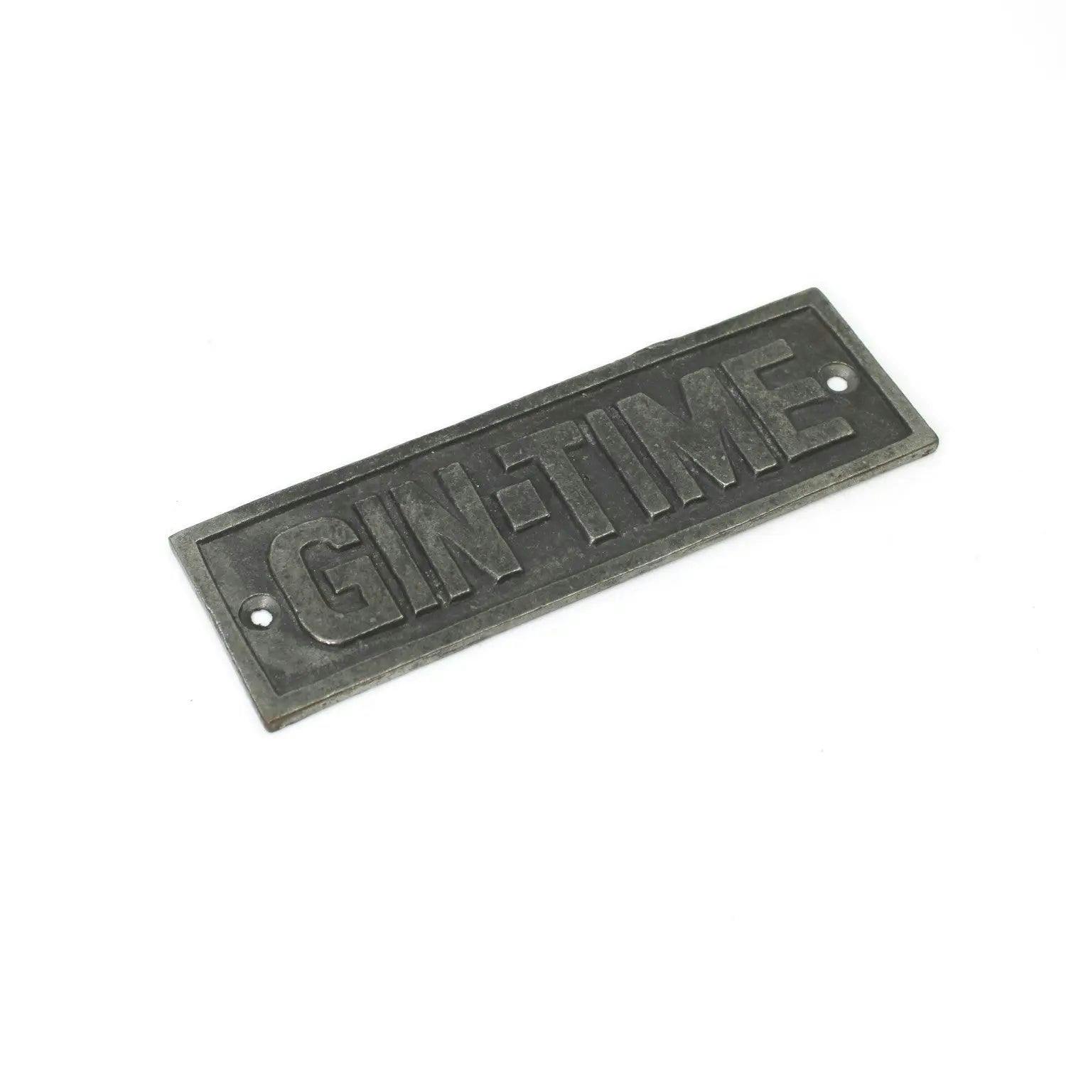 Gin Time Sign - Antique Cast Iron Plaque 152mm - Vintage Home Bar Sign - Image 3