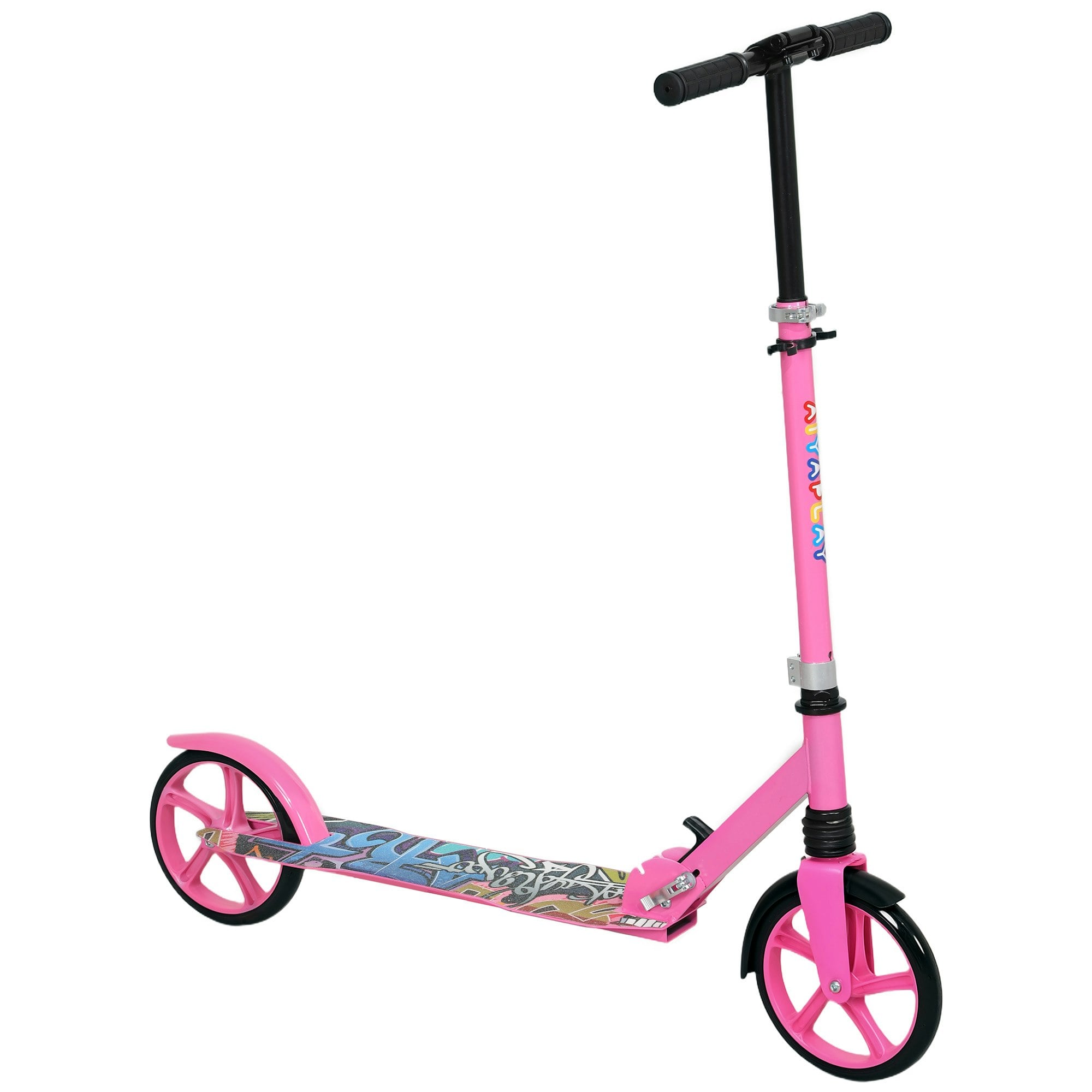 Homcom Girls Pink Aiyaplay Kids Foldable Kick Scooter With Adjustable Handlebar, 200Mm Big Wheel, Rear Fender Brake, Gift For Ages 6-12 Years - Kids Scooter Size 6