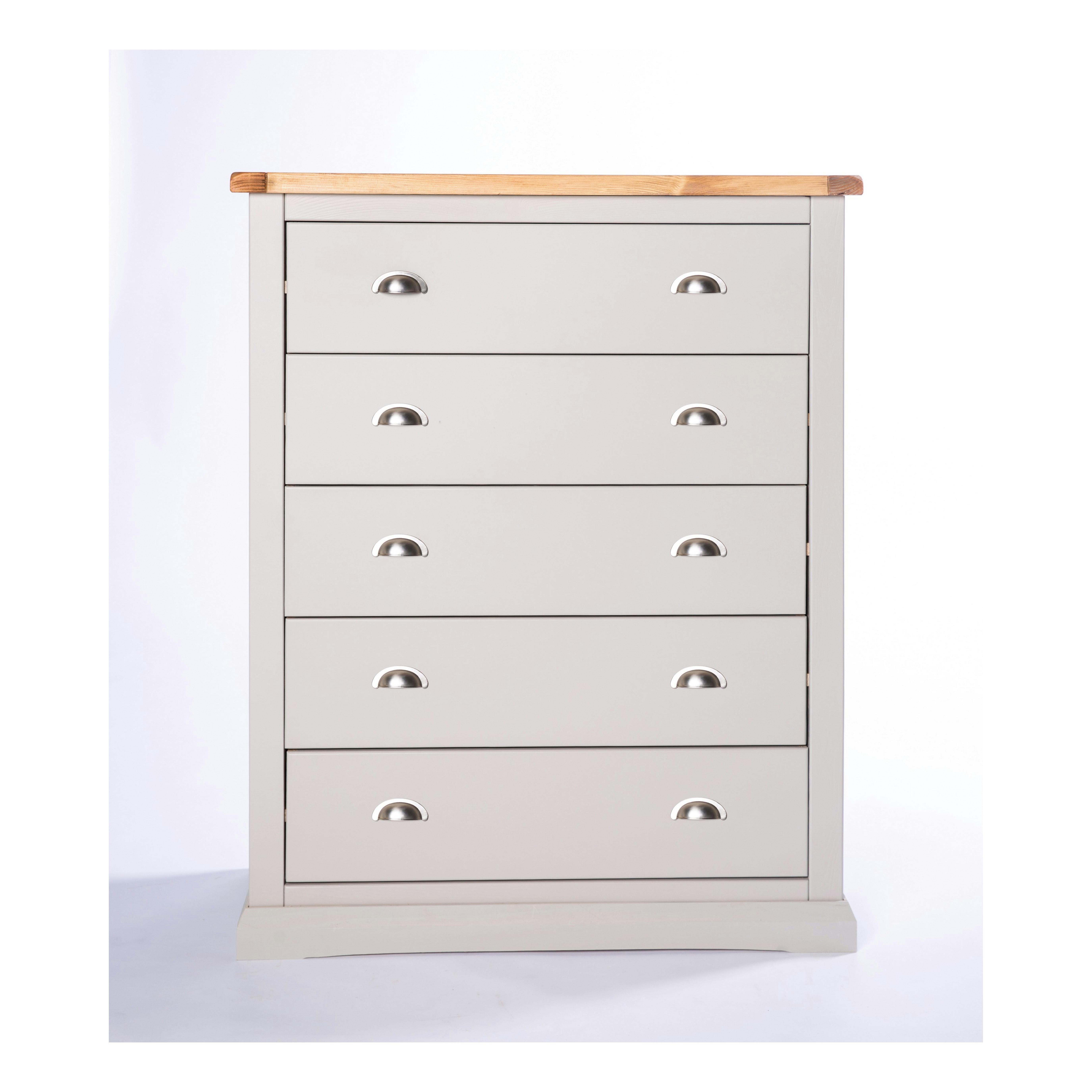 Cabinet Bits Loreo 5 Drawer Chest of Drawers - Grey - Image 4