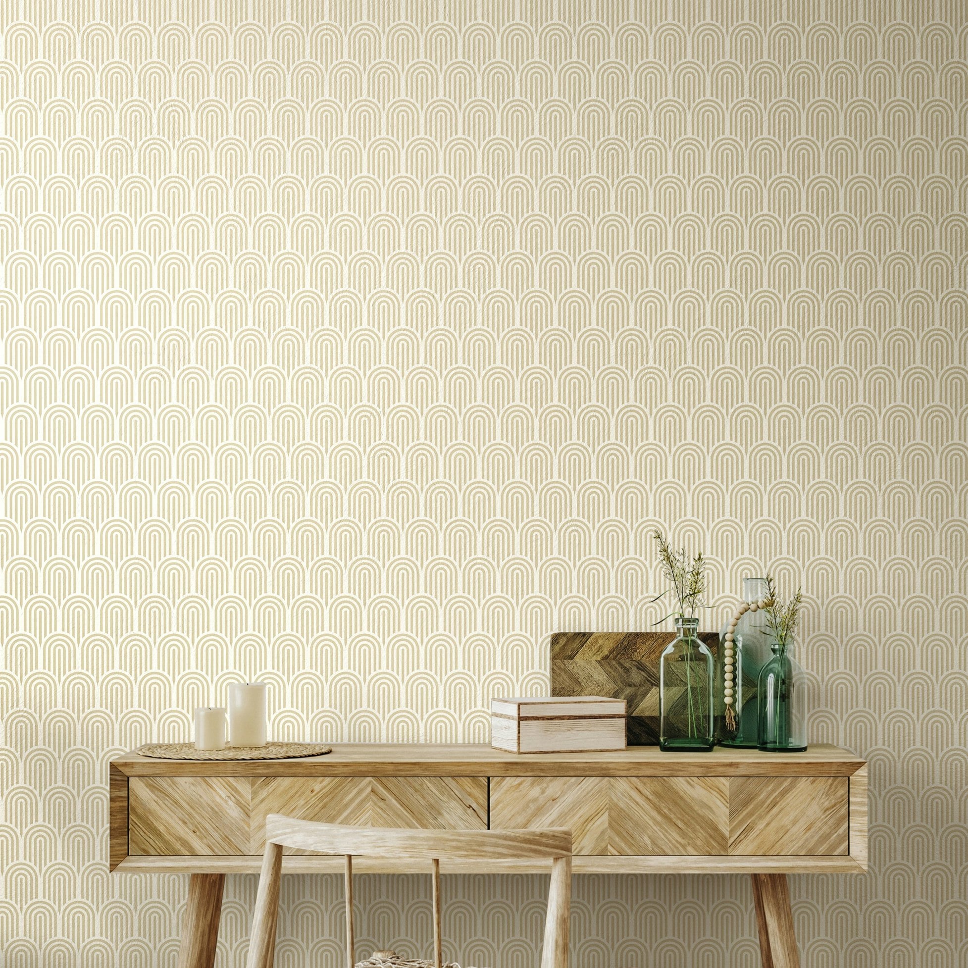 Rackhams Cream Retro Arch - 10M Wallpaper