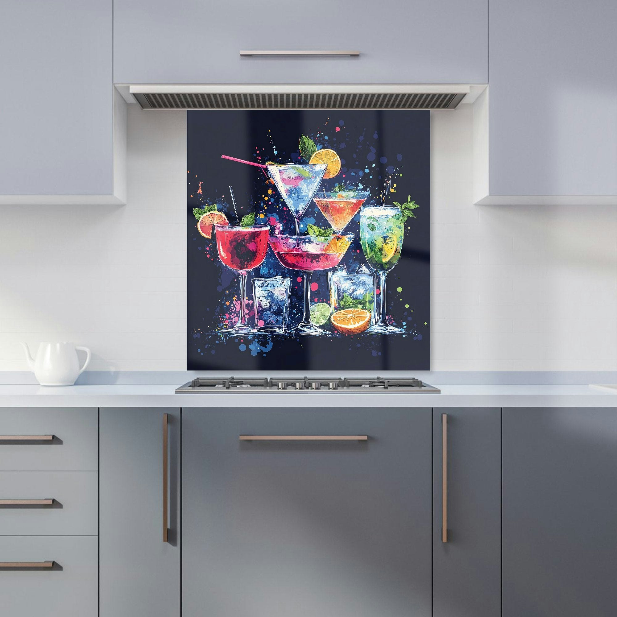 Warren Reed - Designer Nighttime Cocktail Splash Kitchen Splashback - W700mm X H650mm
