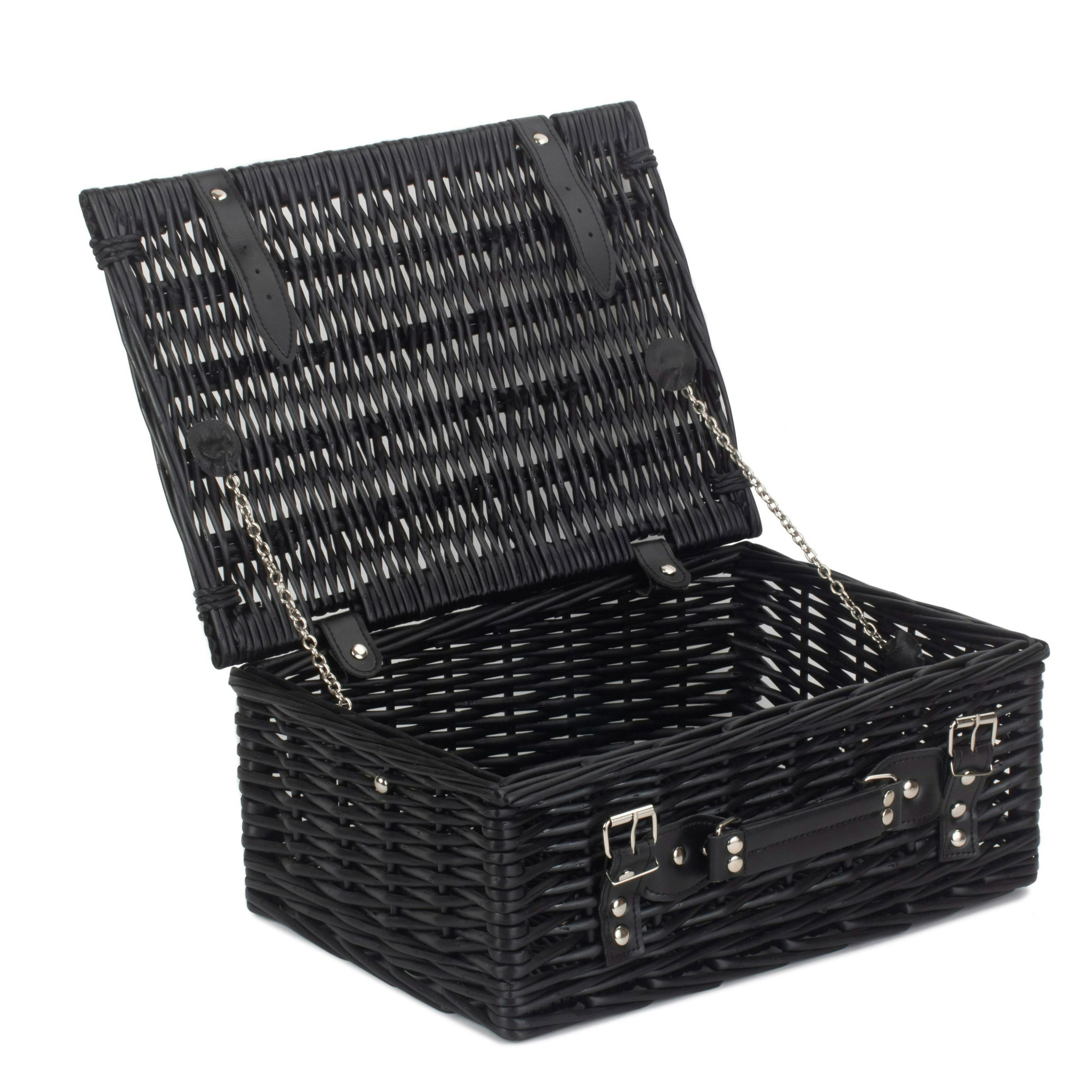 Rackhams Black 36Cm Empty Willow Picnic Basket With Cotton Lining - Unlined