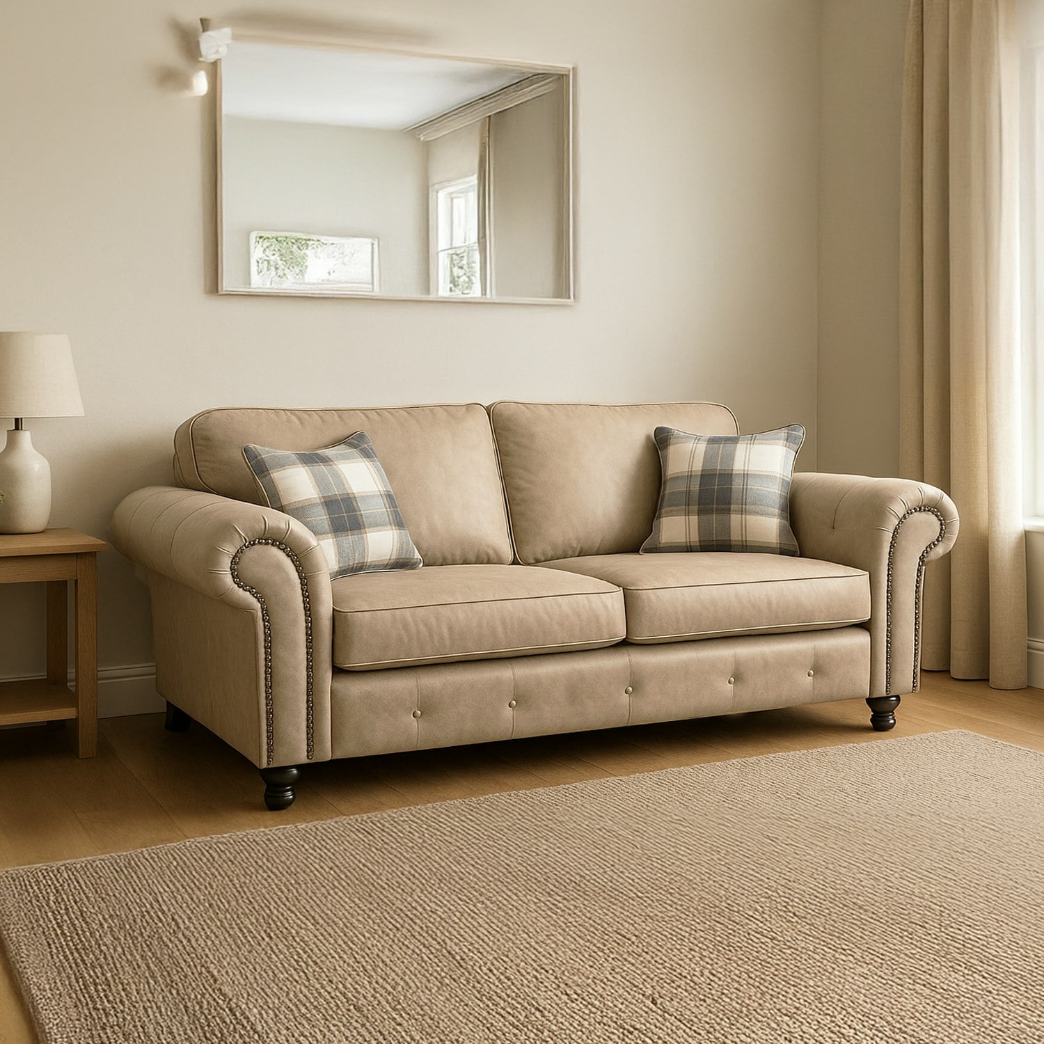 Rackhams Oakland Marble Leather 3 Seater Sofa