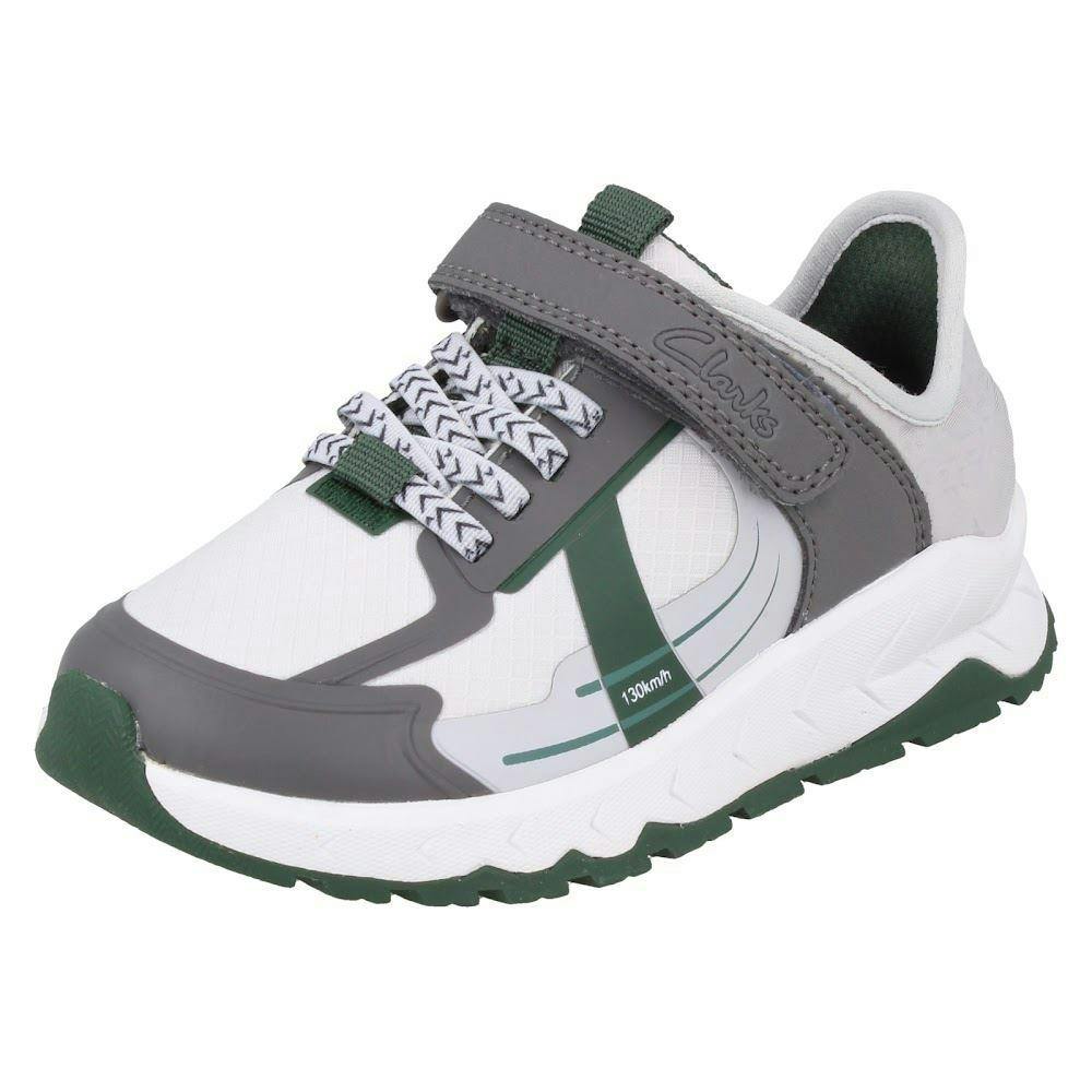 Clarks Grey/Green Kids Playprints Colour-Pop Cheetah Sporty Trainers Selva Lane - Uk 13.5 Child - G