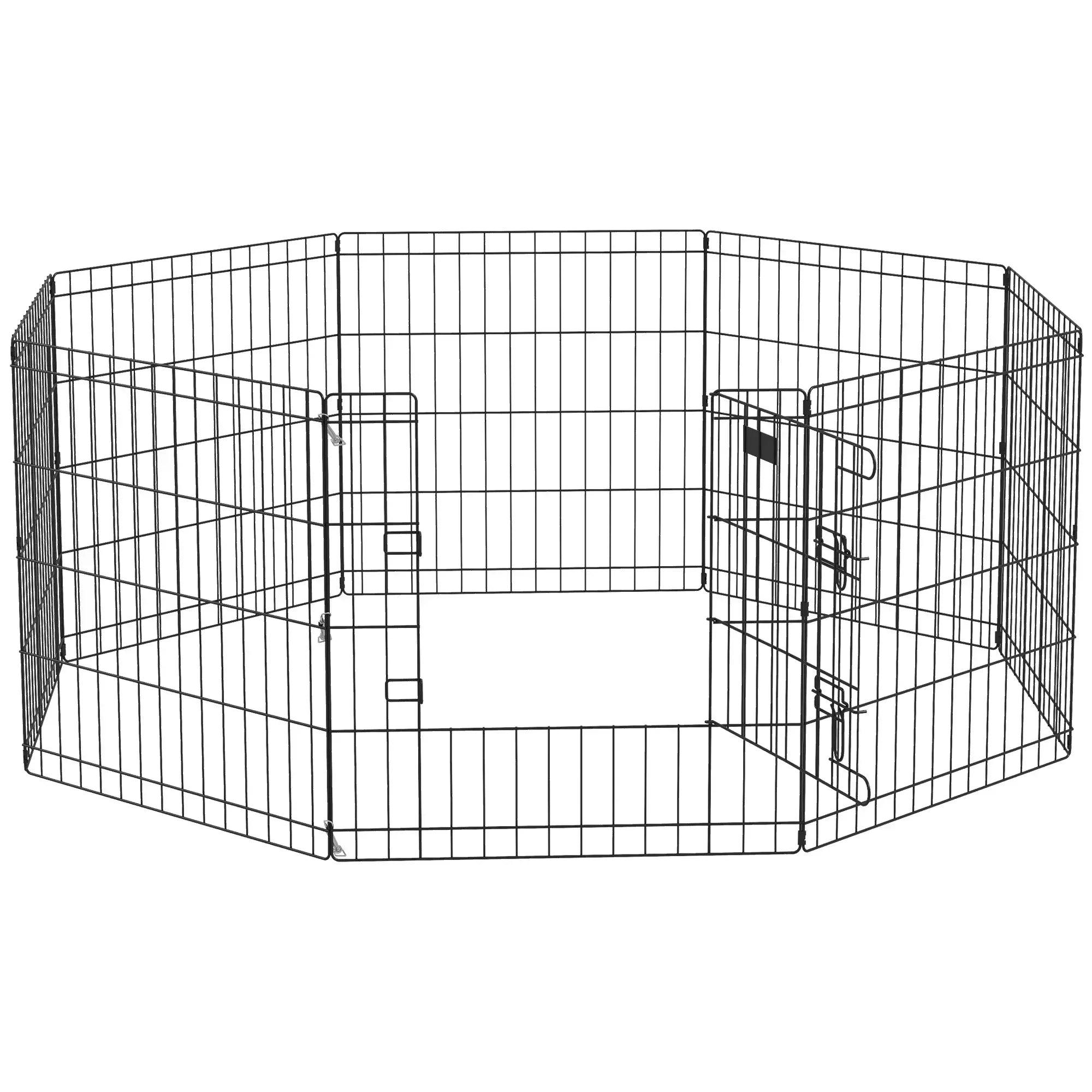 Bobobiy Black Dog Playpen, Puppy Pen, Eight-Panel Metal Fence, For Small Dogs, Indoors, Outdoors