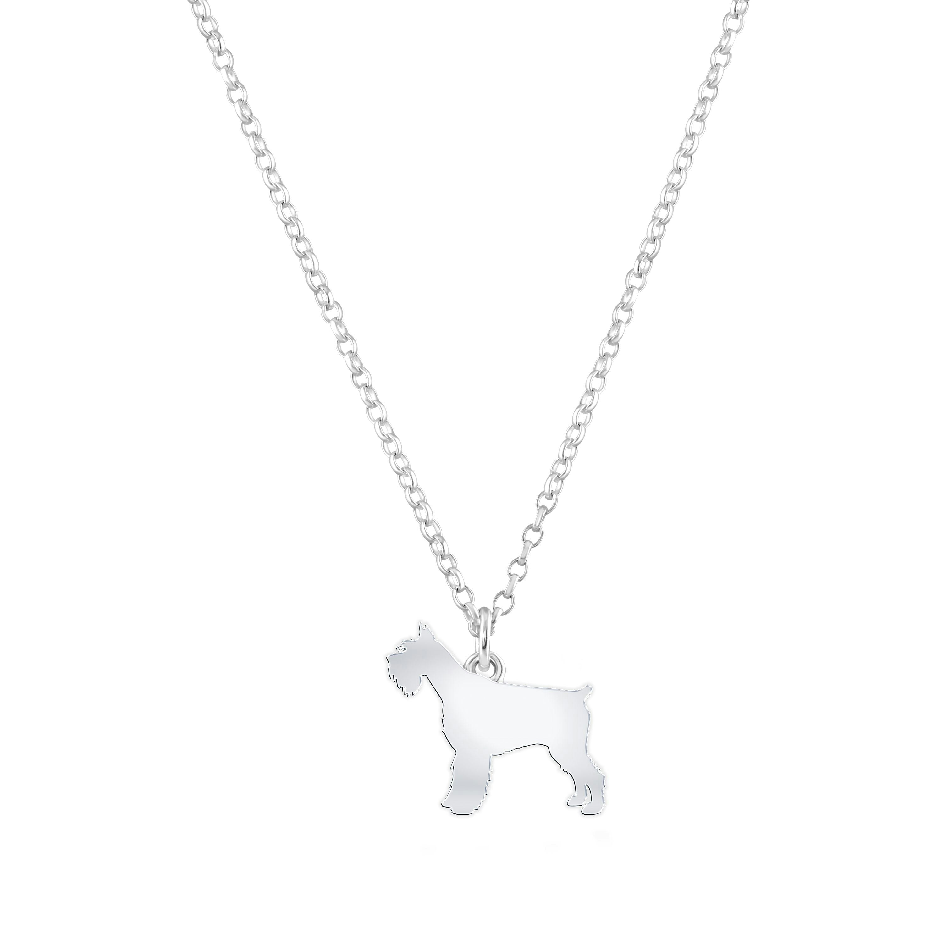 Mylee London Silver Giant Schnauzer Silhouette Necklace - Personalised - Yes