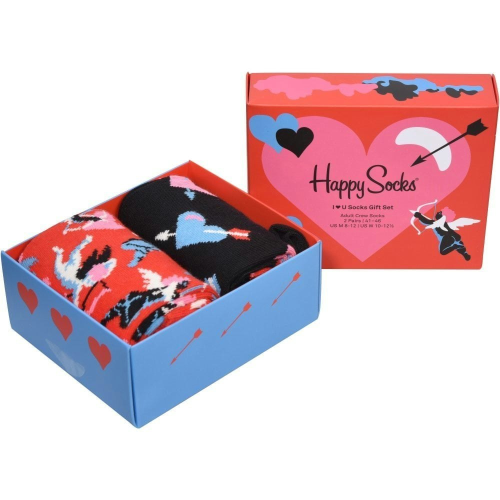 Happy Socks Red/Black 2-Pack I Love You Socks Gift Box, - Eur 41-46