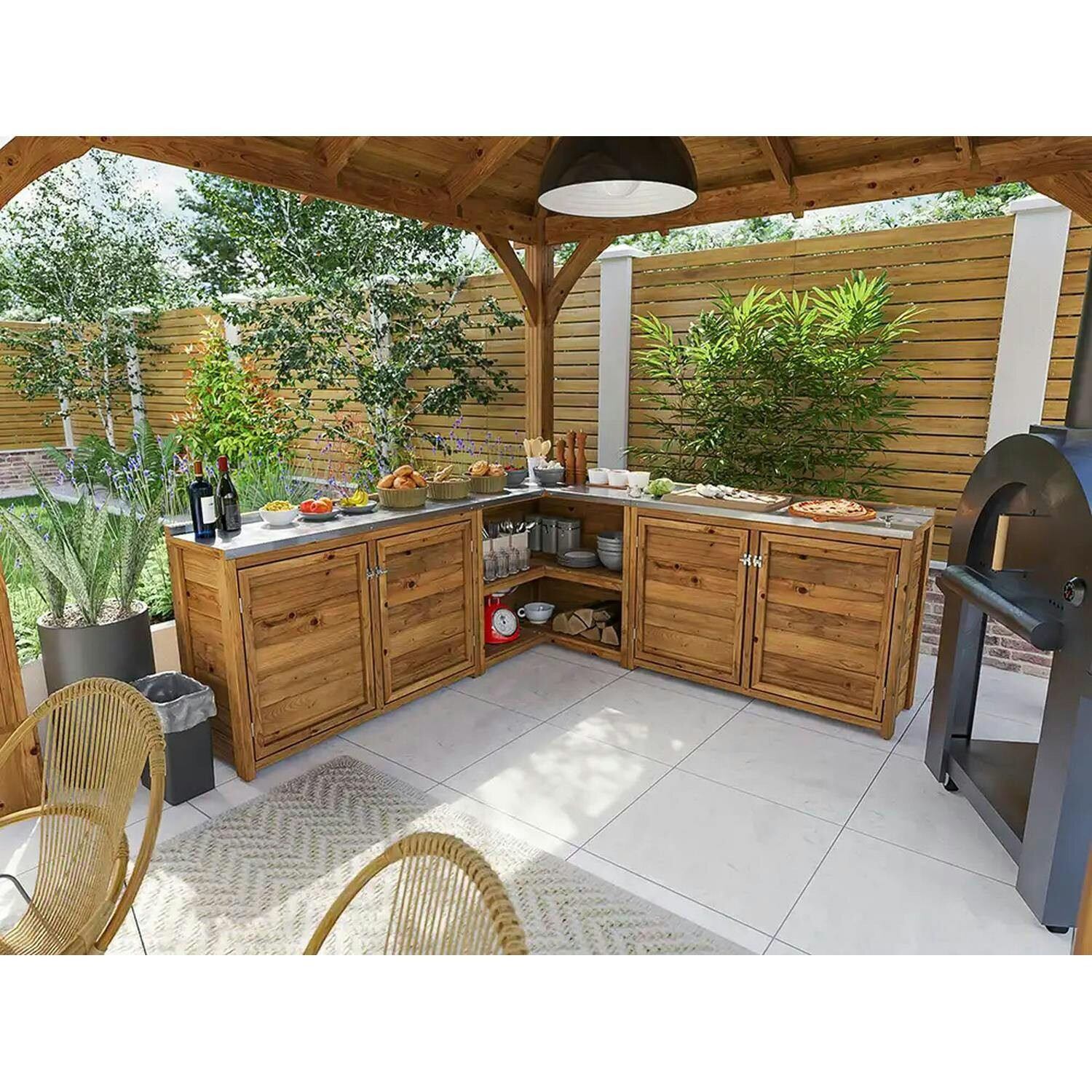 Rackhams Garden Kitchen Double W2m X D2m / W7' X D7' With Stainless Steel Countertop Unit Iii