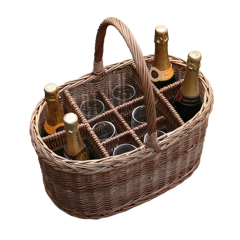 Red Hamper Oval Festival Wicker Drinks Basket
